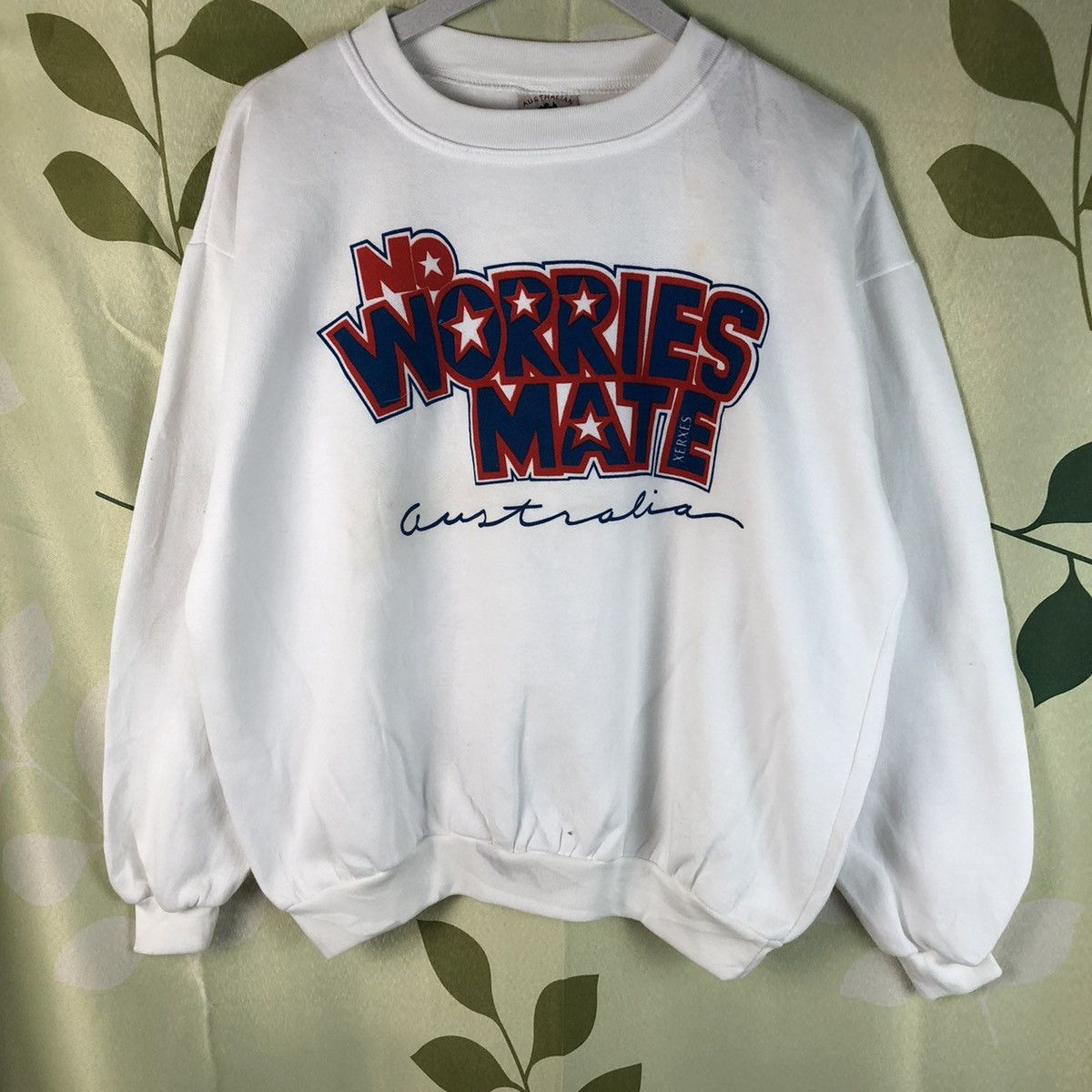 Vintage No Worries Mate White Sweatshirt #7460 Size US M / EU 48-50 / 2 - 3 Thumbnail