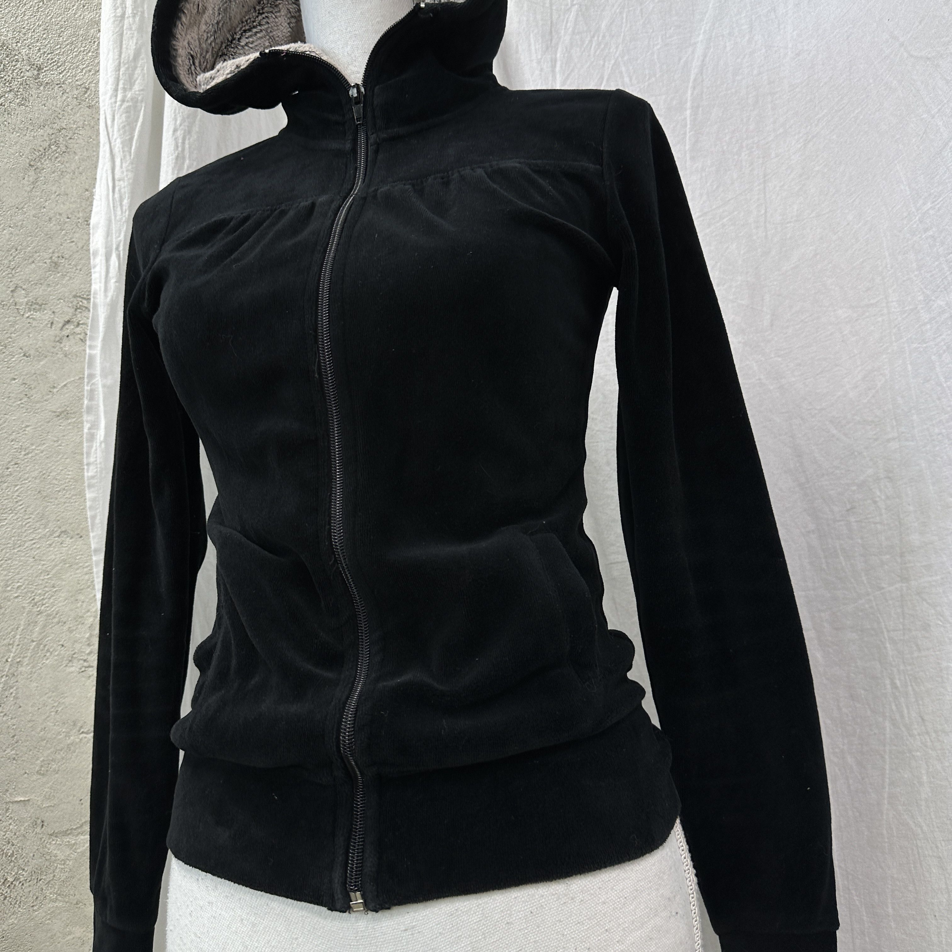 Vintage Vintage Avant Garde Velvet Faux Fur Zip Hoodie Y2K Size M / US 6-8 / IT 42-44 - 5 Thumbnail