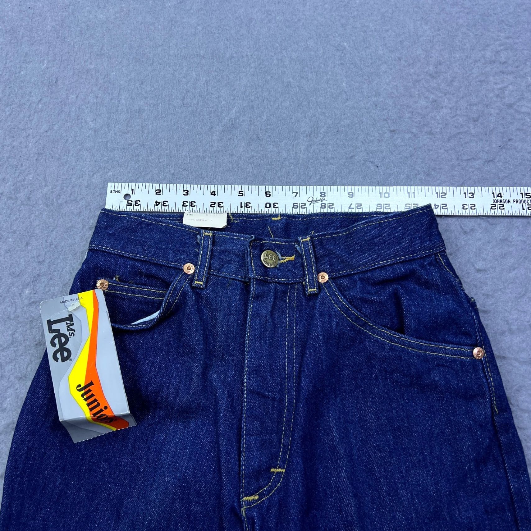 Lee Lee Jeans Womens 5 Dark Blue Straight Leg 1980s Juniors 23x36 USA Mens? Womens Size 27" / US 4 / IT 40 - 6 Thumbnail