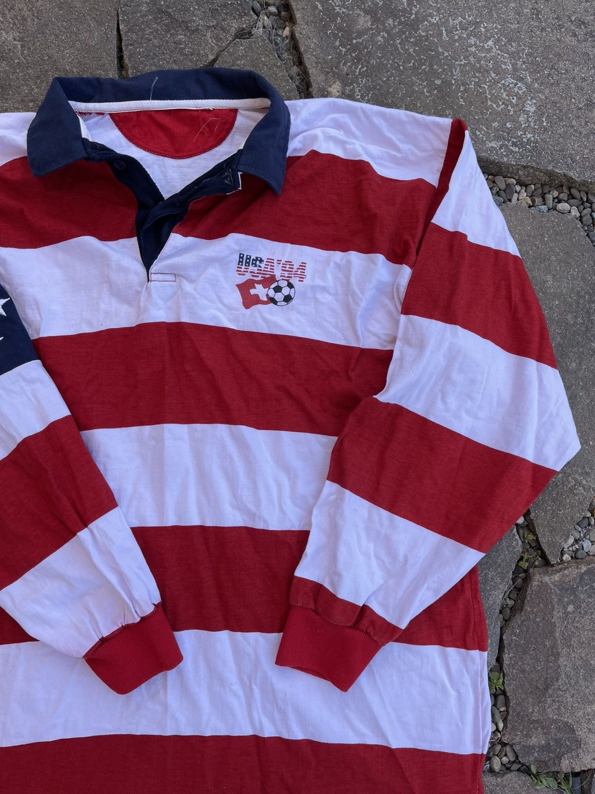 Vintage 1994 USA Fifa World Cup American Flag Long sleeve polo Size US L / EU 52-54 / 3 - 5 Thumbnail