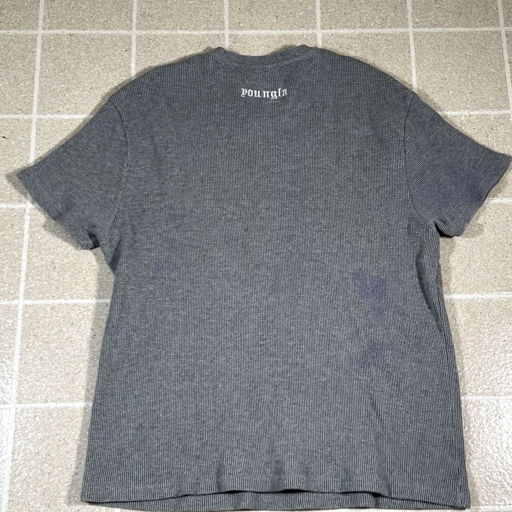 YoungLA VINTAGE YoungLA Waffle 427 Tee Knit Oversized Gym Shirt Lifting Heavy Cotton Men Large Gray Mens Size US L / EU 52-54 / 3 - 3 Thumbnail