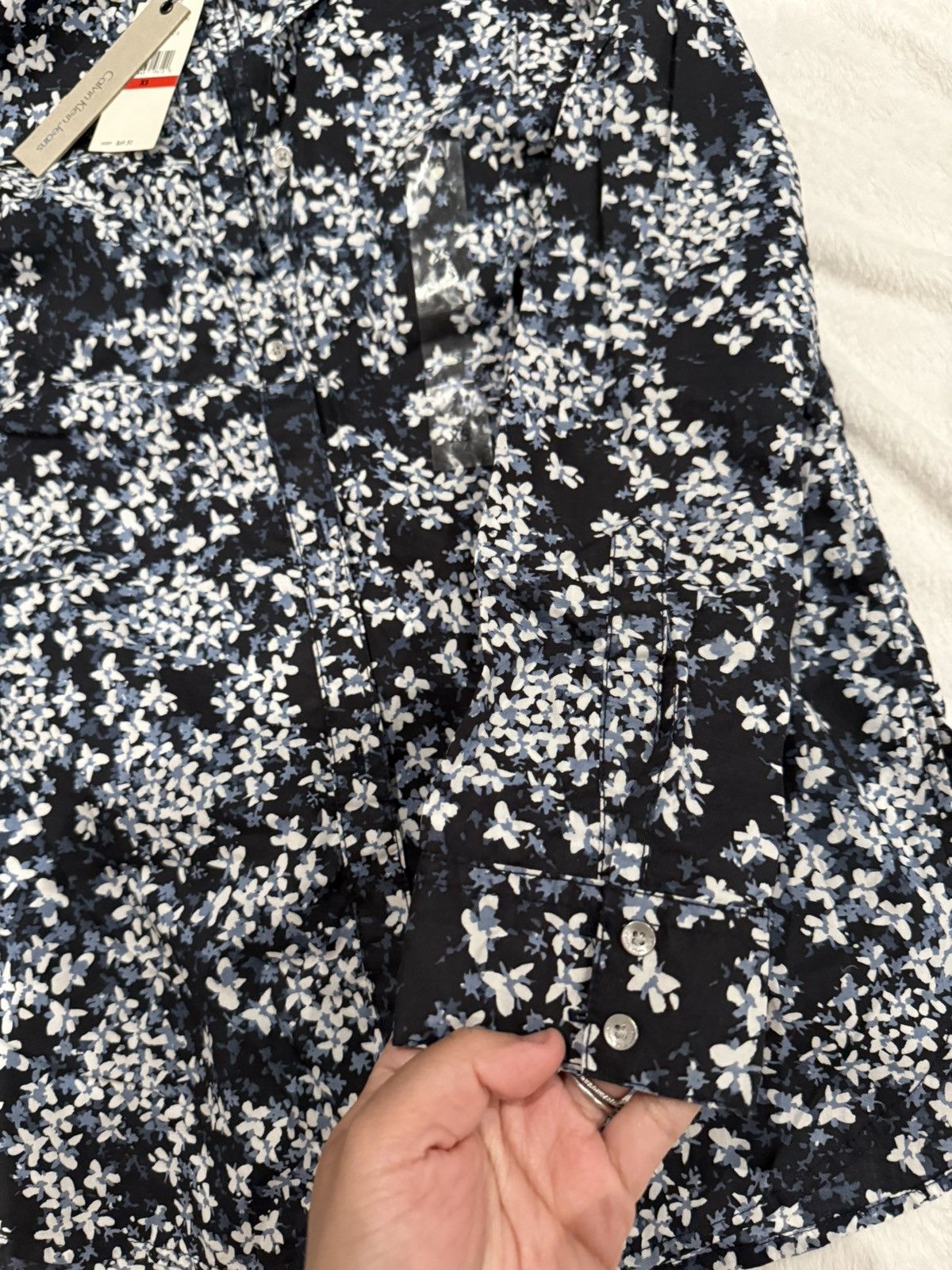 Calvin Klein CK women blue flora shirt size xs Size XS / US 0-2 / IT 36-38 - 8 Thumbnail