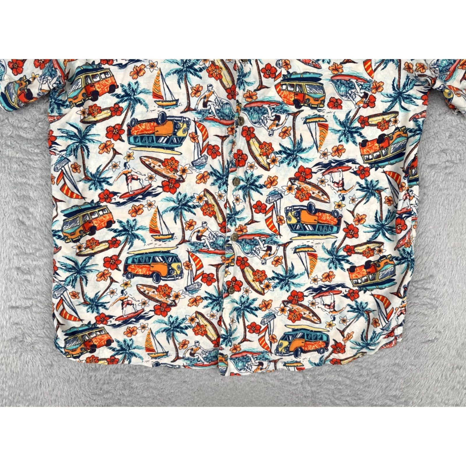 George George Shirt Men Extra Large White Floral Palm RV Surfer Hawaiian 100% Rayon Size US XL / EU 56 / 4 - 5 Thumbnail