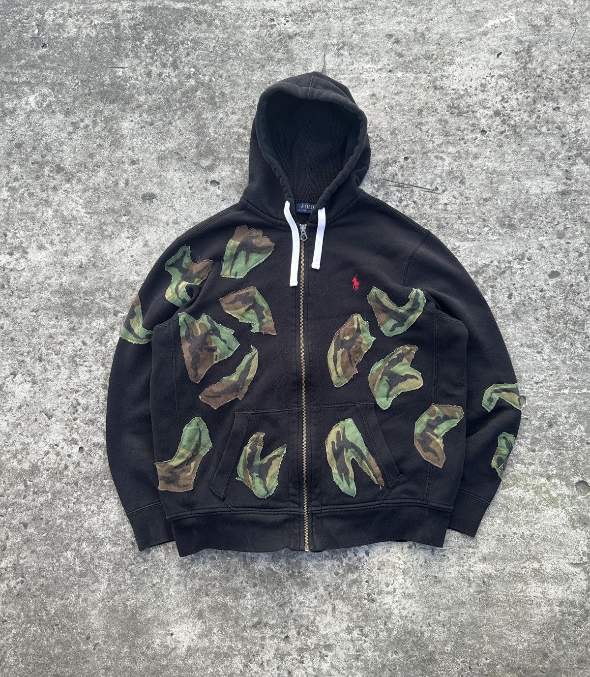 Y2K Vintage Polo Ralph Lauren Zip Up Hoodie Custom Camo XL
