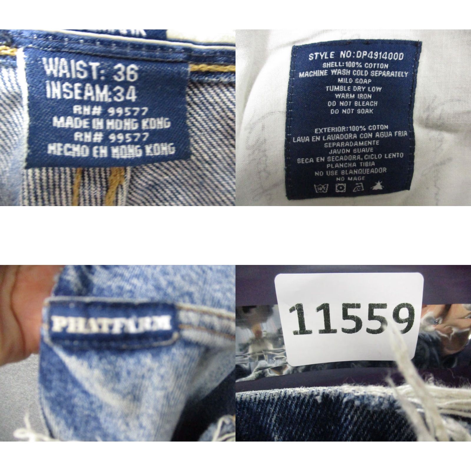 Phat Farm VINTAGE Phat Farm Jeans Mens 36x33 Blue Denim Hip Hop Baggy Loose Y2K Skater Size US 36 / EU 52 - 10 Thumbnail