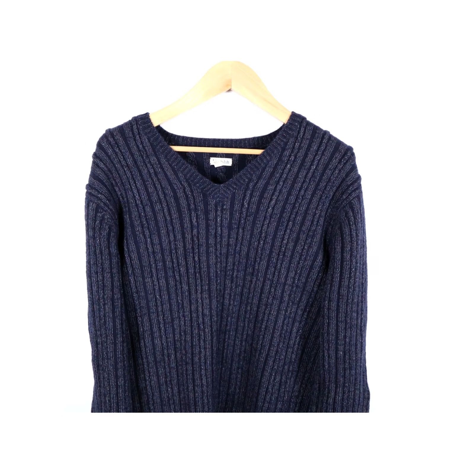 Tommy Hilfiger Lambs Wool Silk Sweater Men's XL Dark Blue V-Neck Heavyweight Knit Pullover Tommy Hilfiger Women? Size US XL / EU 56 / 4 - 4 Thumbnail