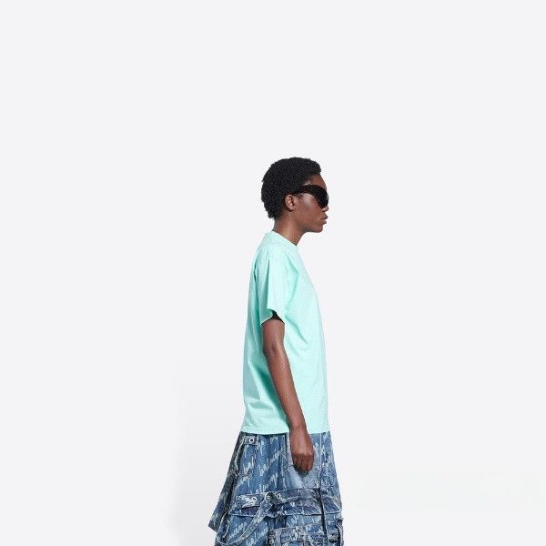 Balenciaga o1s1wg111124 Logo T-Shirt Medium Fit in Mint Green Size XS / US 0-2 / IT 36-38 - 4 Thumbnail