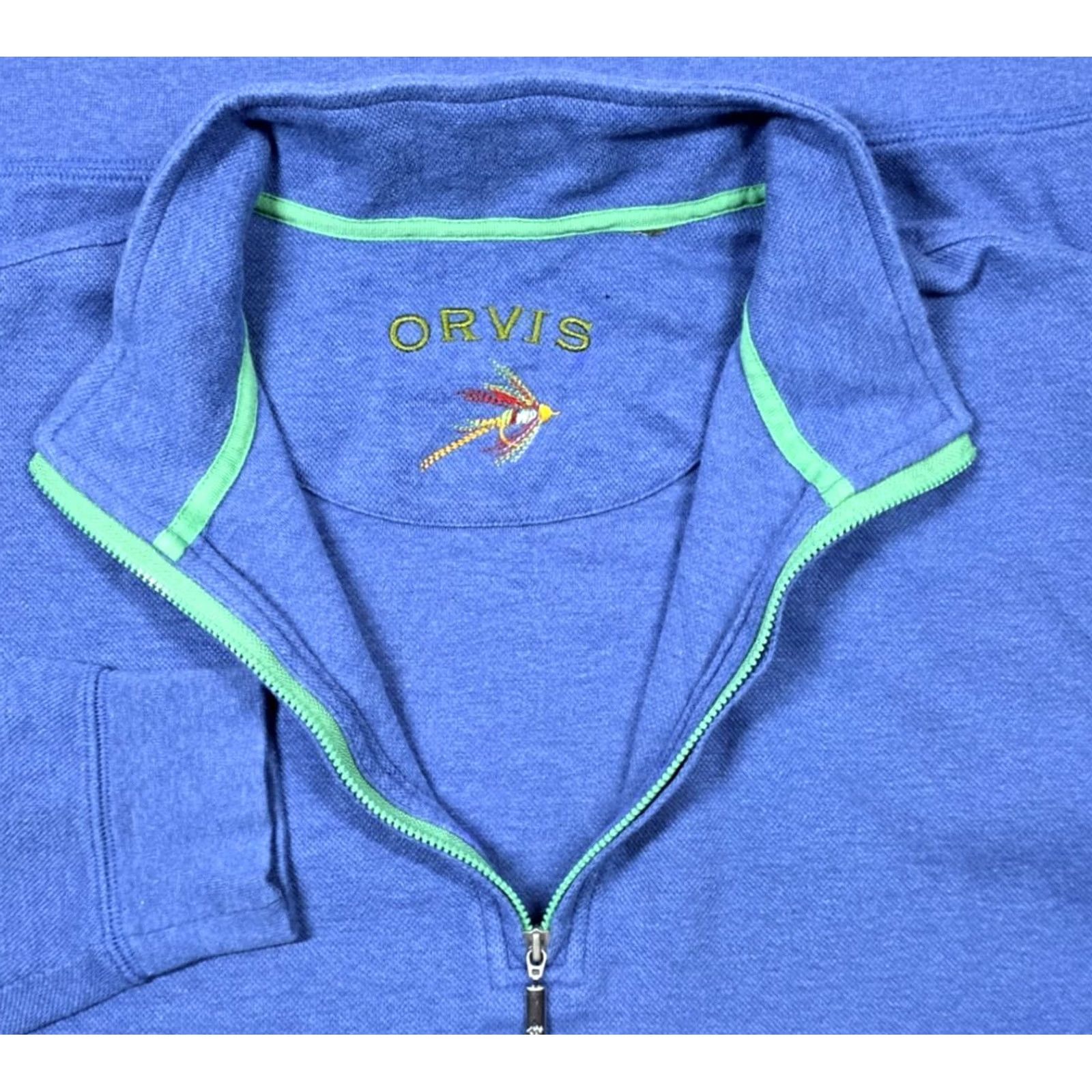 Orvis Orvis Men’s 1/4 Zip Pullover Sweater Pima Cotton Blue L Pullover Sweatshirt Knit Mock Neck Zip Size US L / EU 52-54 / 3 - 2 Thumbnail
