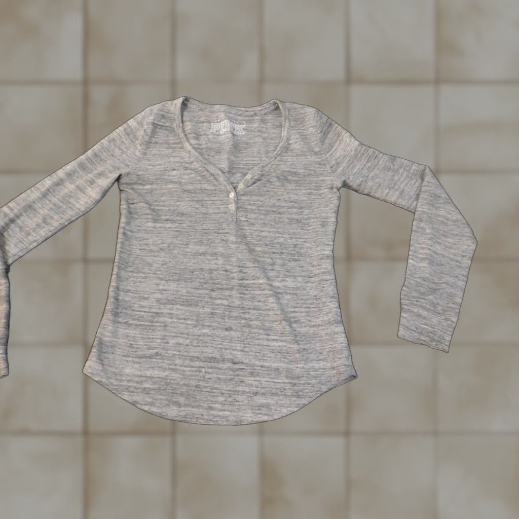 Victoria's Secret Victoria's Secret Pink Shirt Women M Gray Dogs Stretch Cotton Thermal Knit V-Neck Pullover Casual Blouse Basic Regular Active Dogs Theme Mens? (Stop) Size M / US 6-8 / IT 42-44 - 1 Thumbnail