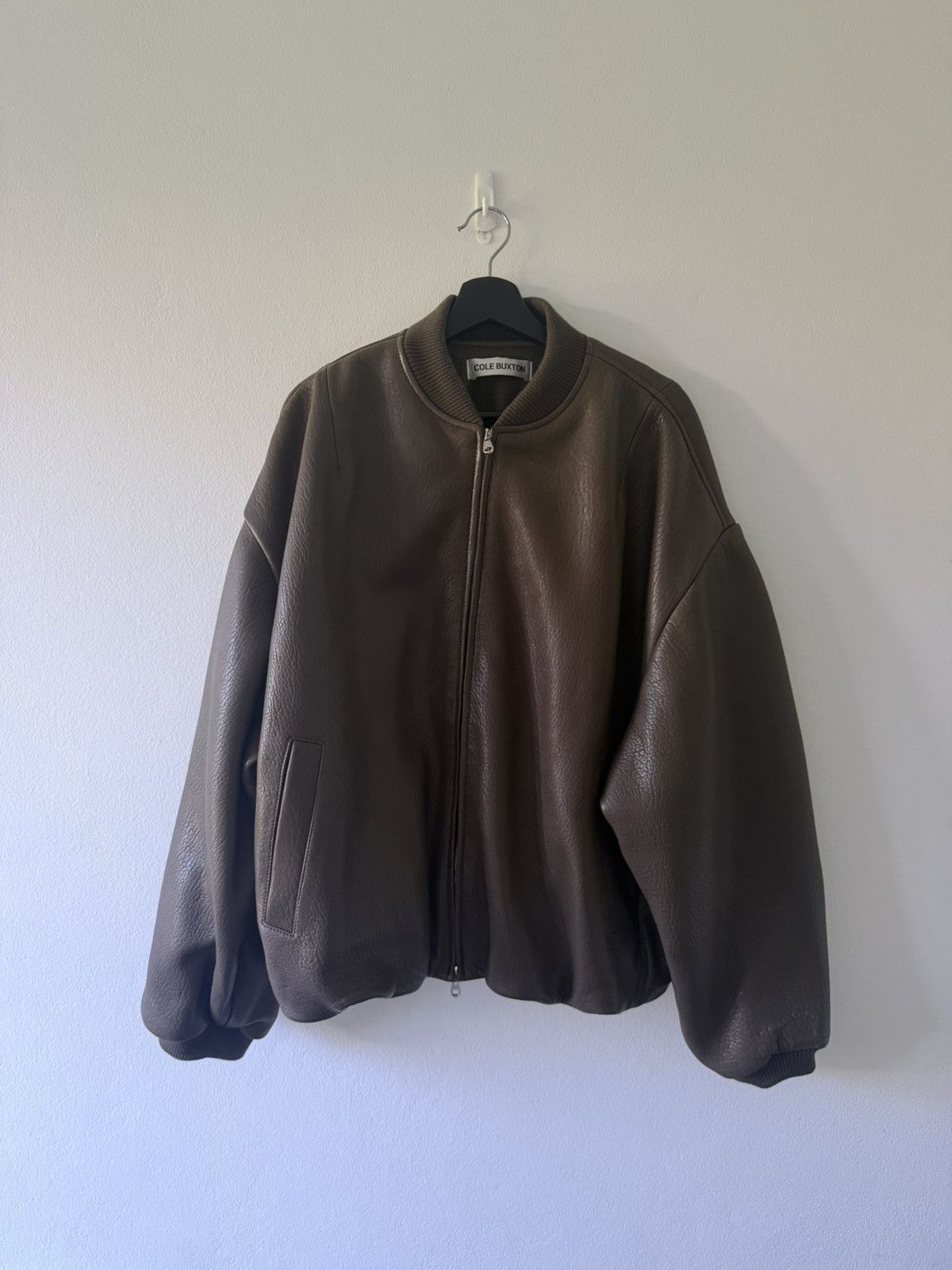 Shrunken Leather Bomber Khaki