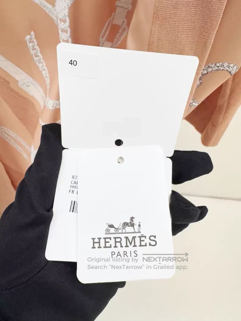 Hermes Hermes Beige and brown real silk long open cardigan Size XXS / US 00 / IT 34 - 5 Thumbnail
