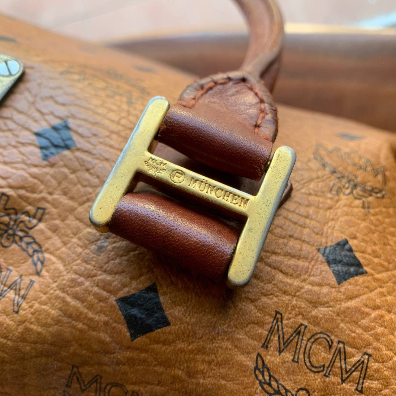 MCM Vintage MCM Boston Brown Visetos Leather Hand Bag Size ONE SIZE - 8 Thumbnail