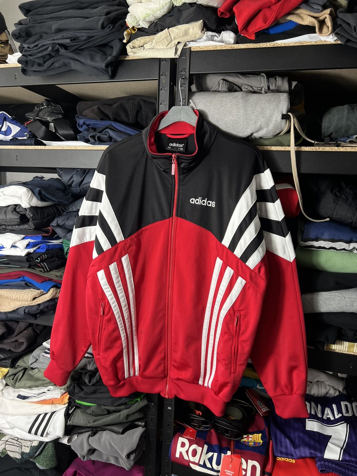 Adidas Vintage Adidas Track Jacket Red Black 90s Three Stripes Size US M / EU 48-50 / 2 - 1 Thumbnail