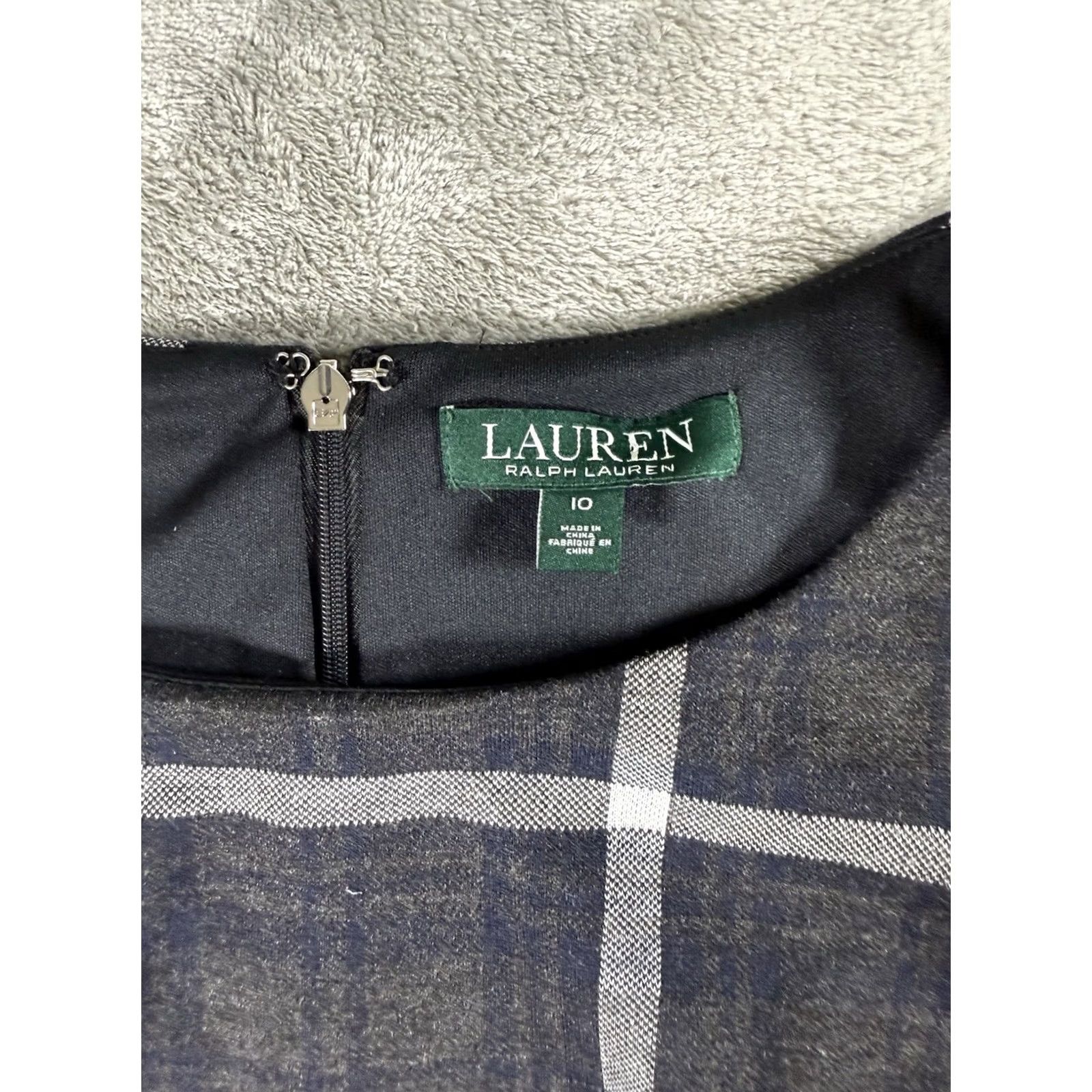 Ralph Lauren Lauren Ralph Lauren Womens Dress Gray Plaid Size 10 Fit & Flare Preppy Office Size L / US 10 / IT 46 - 5 Thumbnail