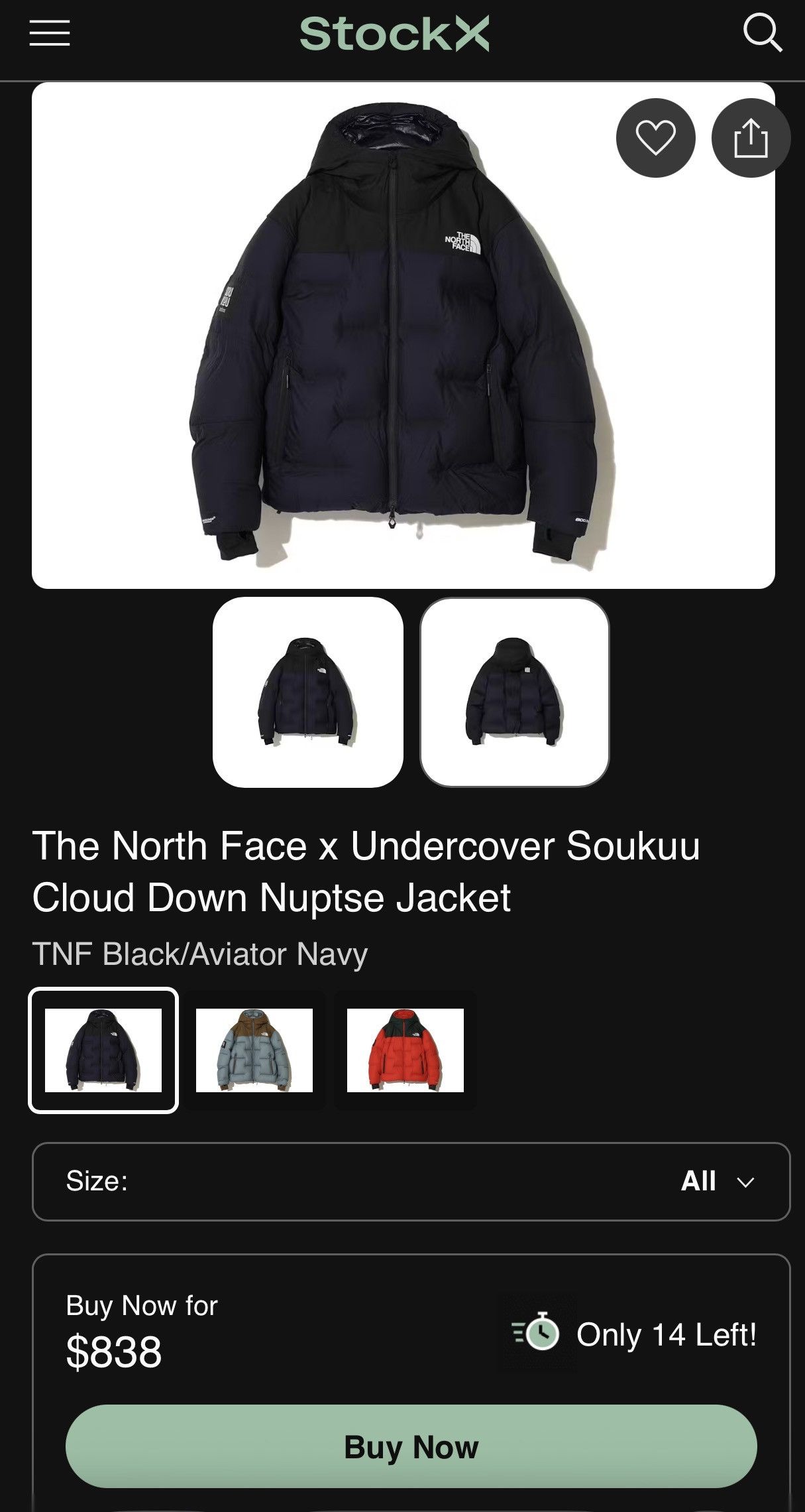 The North Face × Undercover THE NORTH FACE X Undercover Soukuu Cloud Down Nuptse Jacket Size US S / EU 44-46 / 1 - 2 Thumbnail