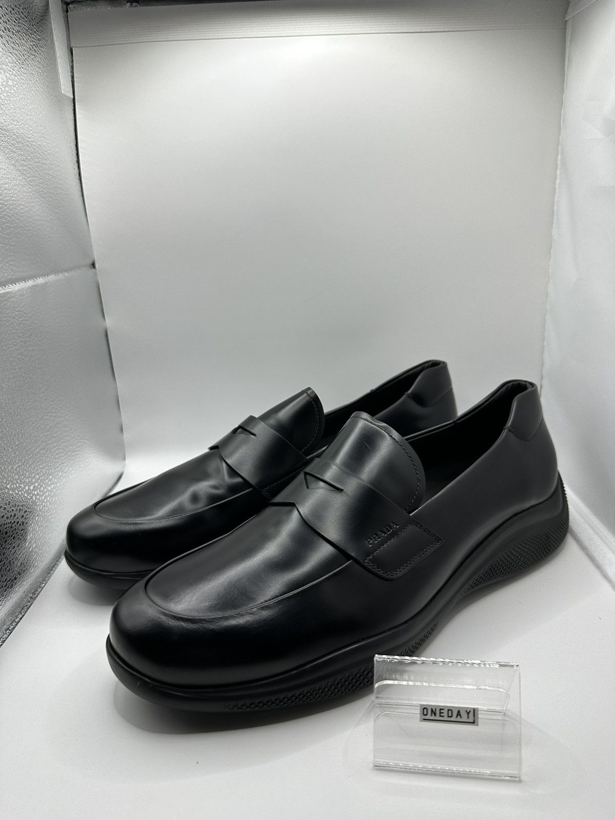 Prada PRADA BRUSHED LEATHER SPORT LOAFERS BLACK Size US 11 / EU 44 - 2 Thumbnail