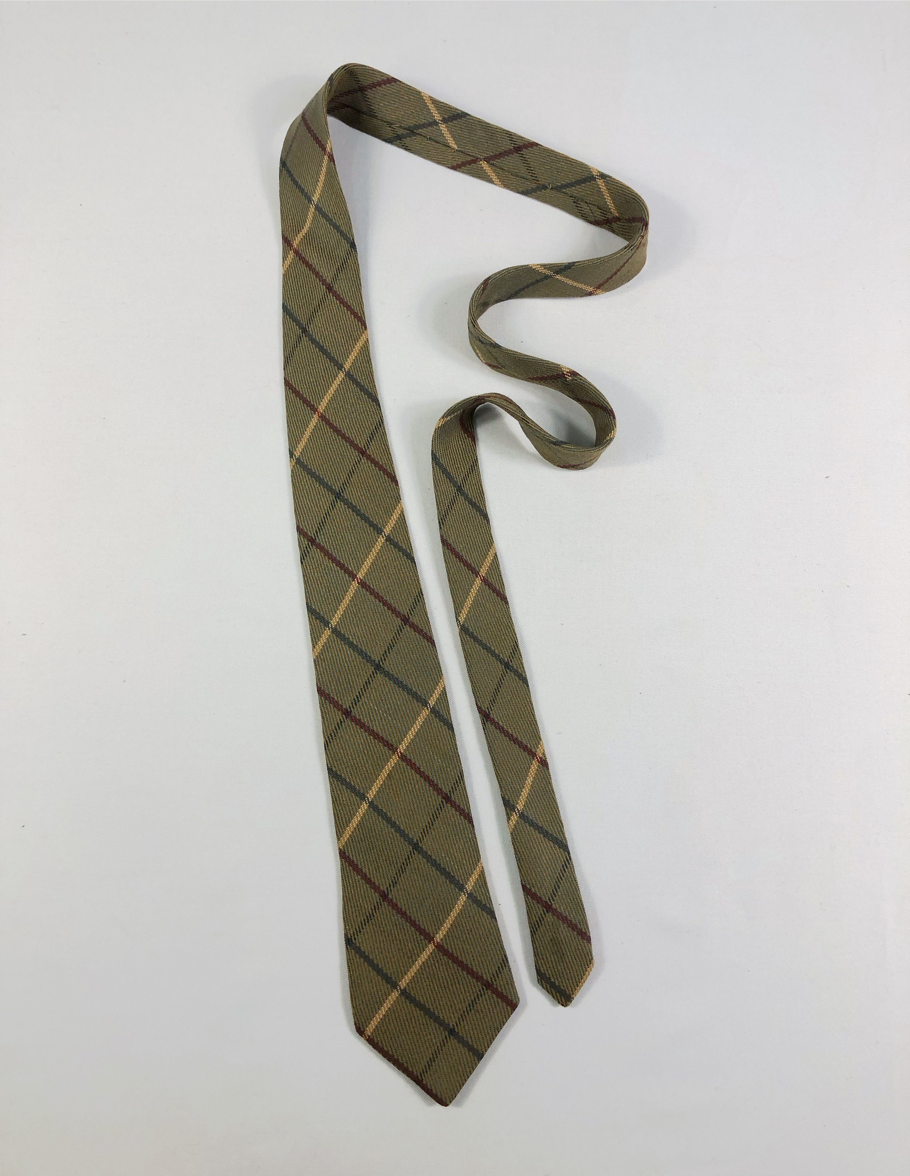 Burberry Prorsum Rare Vintage Burberrys Nova Check Wool Tie Made in England Size ONE SIZE - 2 Thumbnail