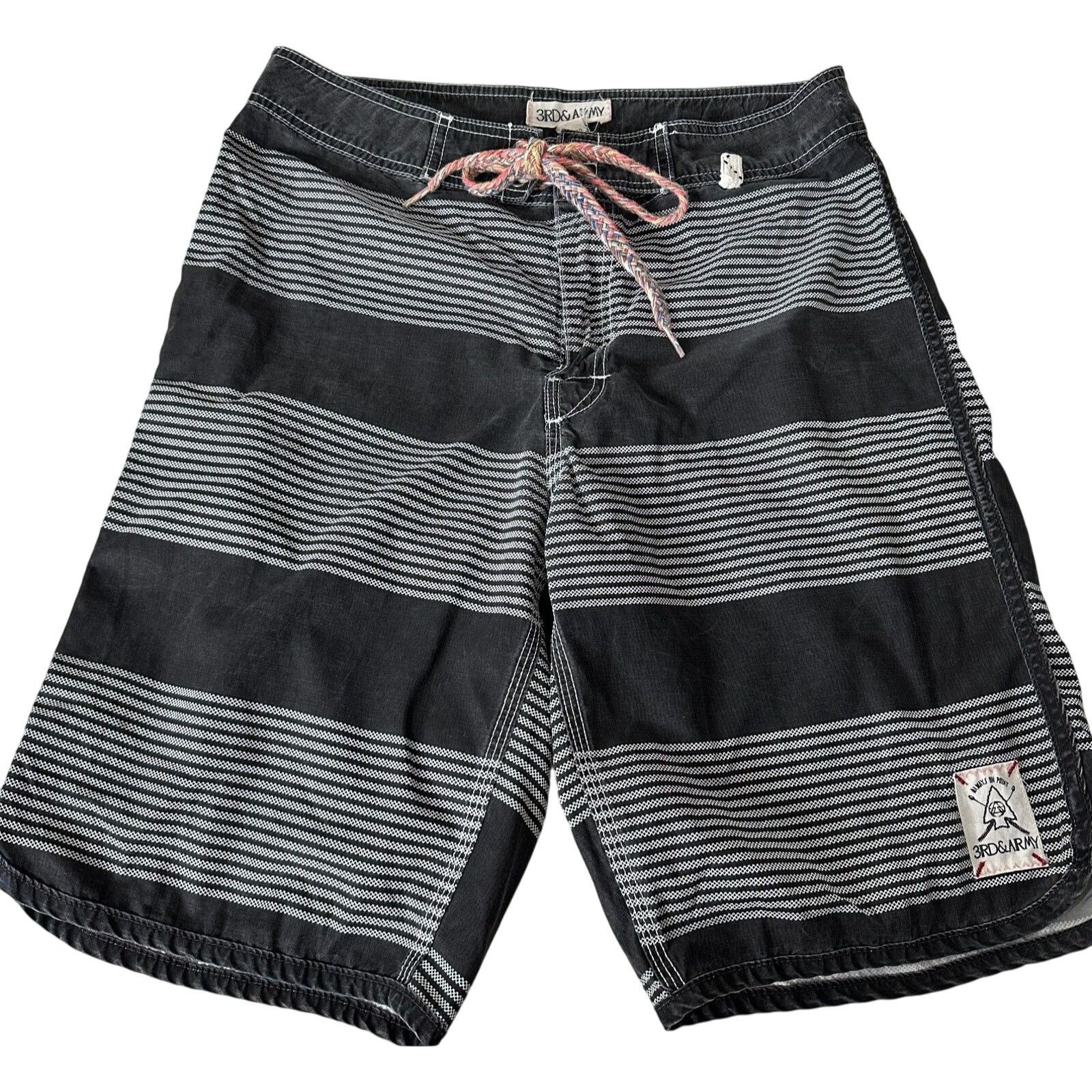 Other 3rd & Army Mens Black & White Stripe Tie Waist Pocket Short Size US 30 / EU 46 - 1 Thumbnail