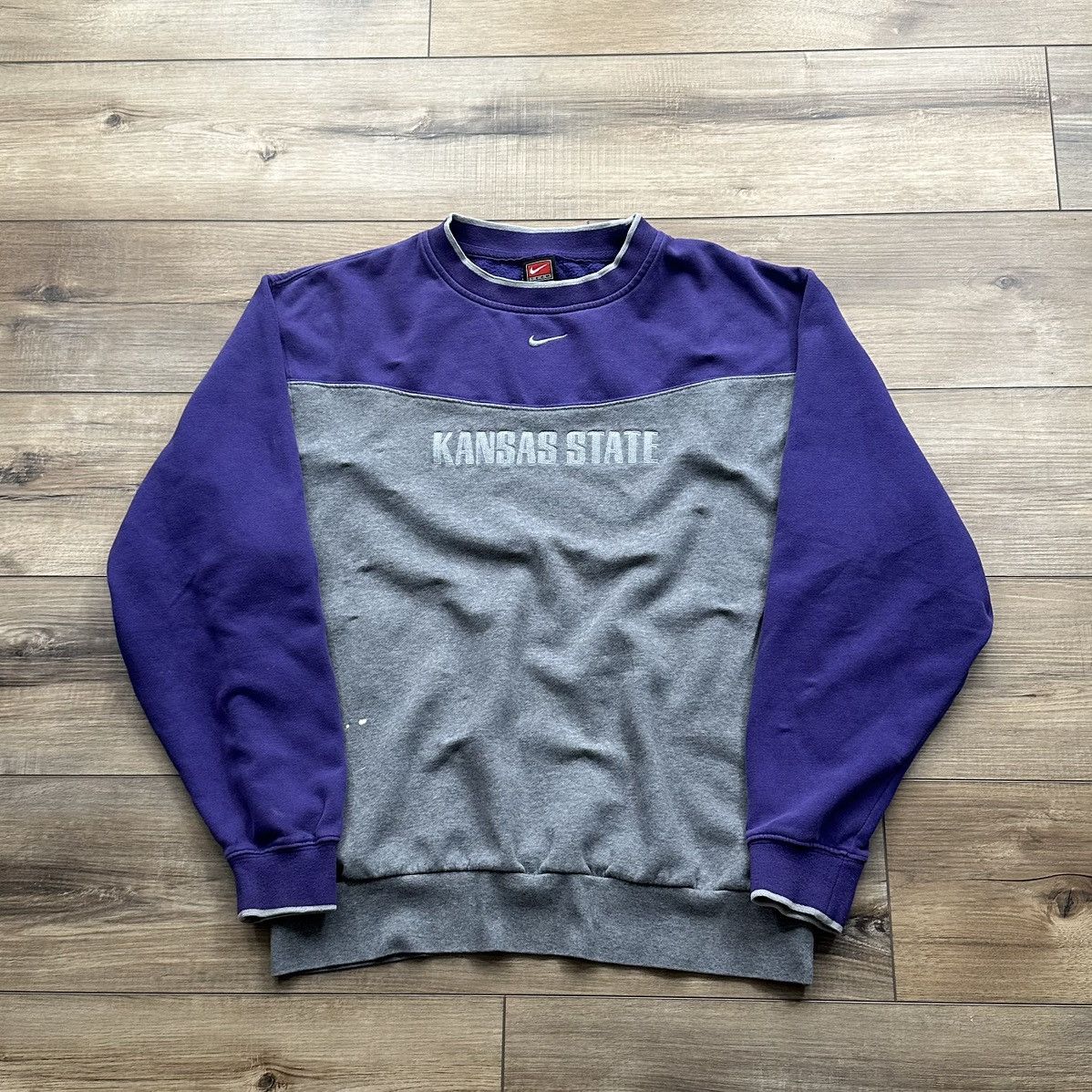 Nike Vintage 90s Nike Team Kansas State Center Swoosh Crewneck Size US M / EU 48-50 / 2 - 1 Thumbnail