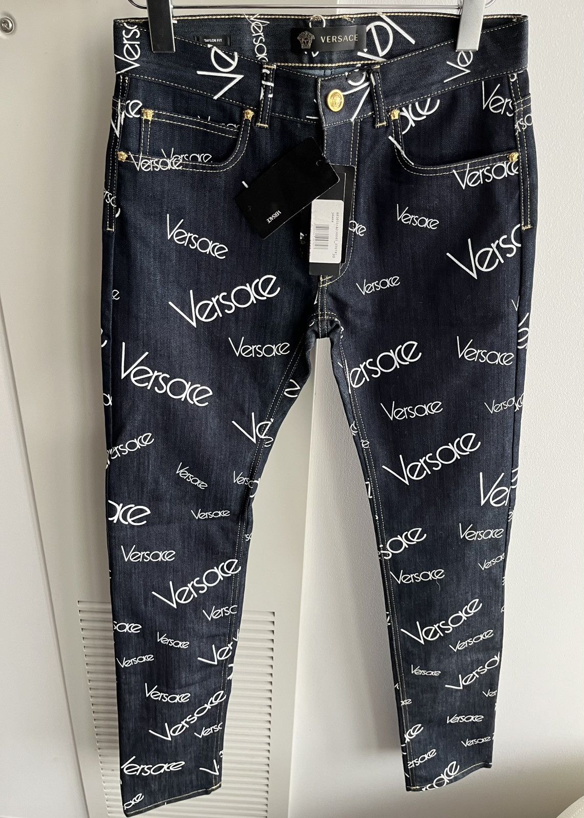 Versace Super Runway Versace Monogram Logo Denim Jeans Brand New Size US 29 - 17 Thumbnail