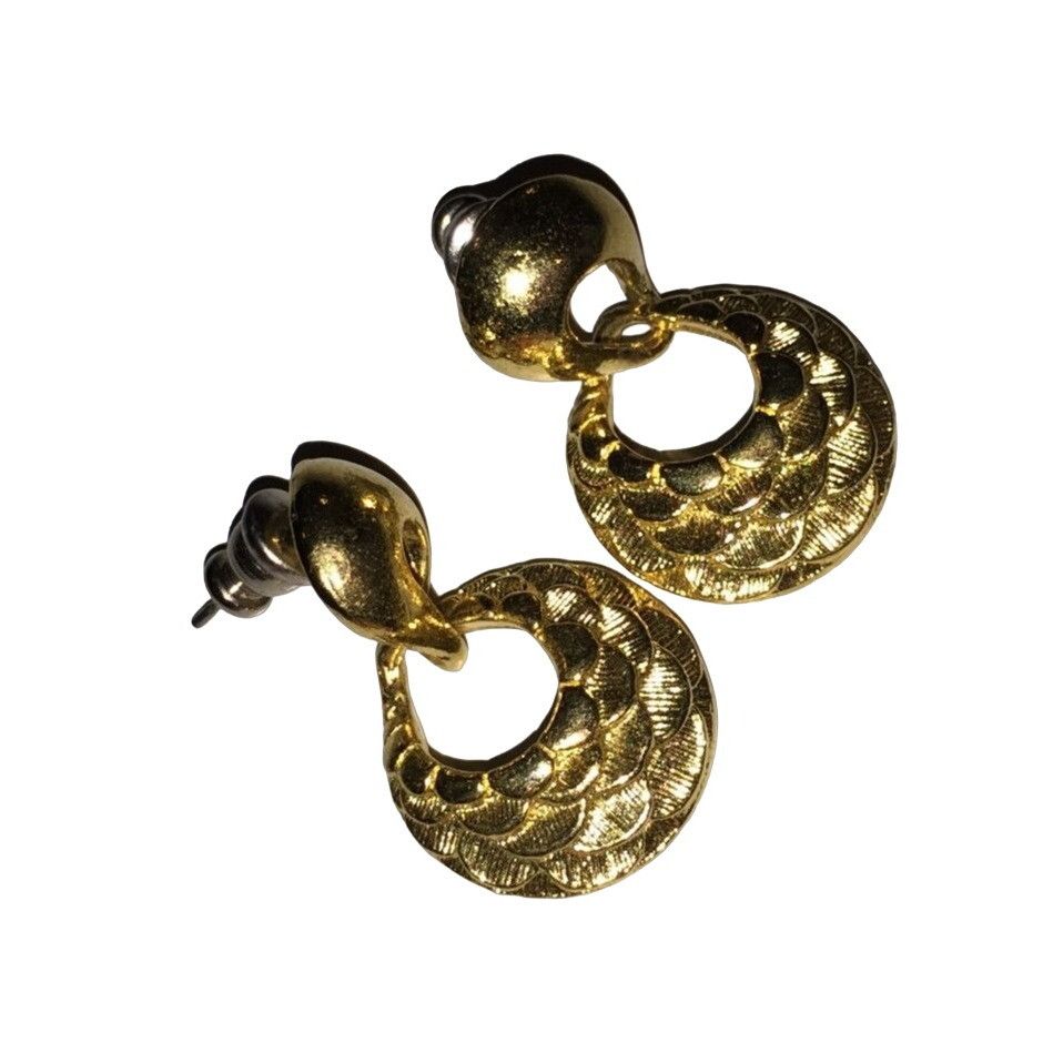 Other Womens Vintage Mermaid Scaled Gold Tone Dangly Earrings Size ONE SIZE - 1 Thumbnail