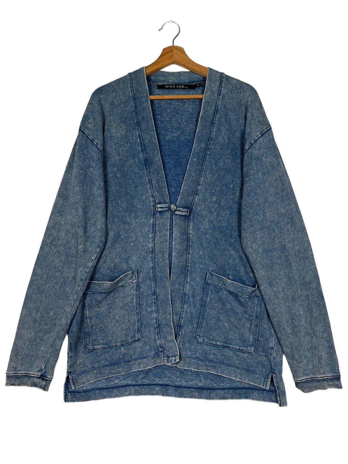 Designer 🔥 NIKO AND DYED WASHED INDIGO MANDARIN CARDIGAN JACKET Size US L / EU 52-54 / 3 - 2 Thumbnail