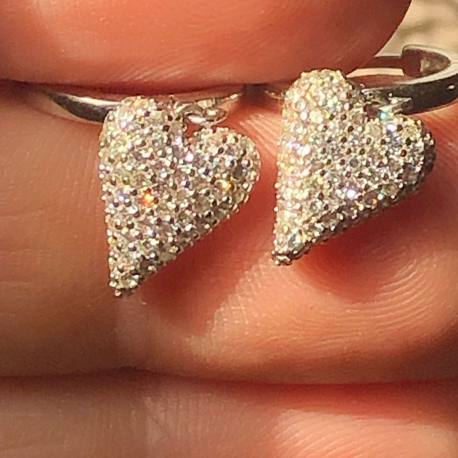 Other Pave CZ 925 sterling silver huggie dangle earrings Size ONE SIZE - 4 Thumbnail