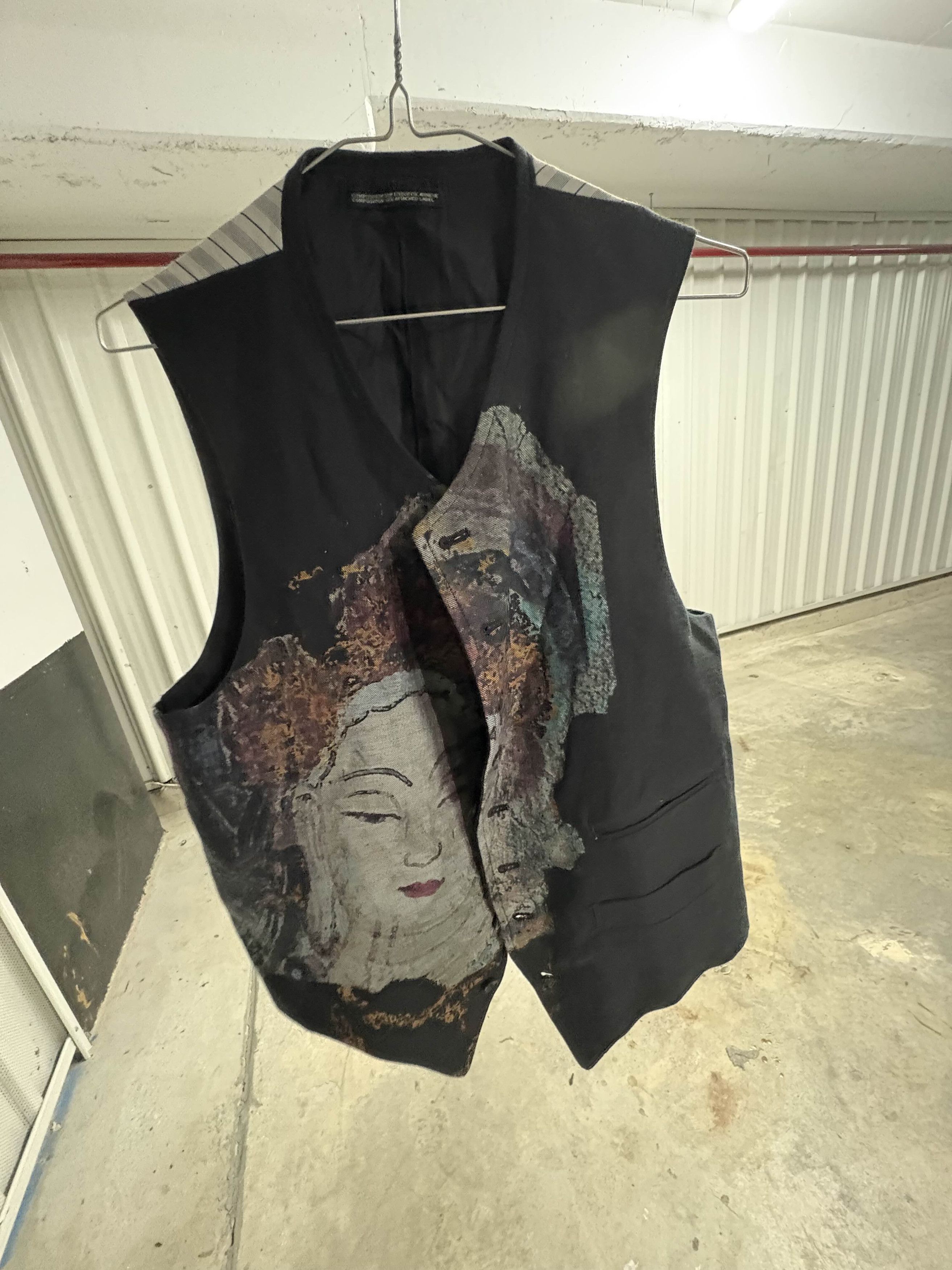 Yohji Yamamoto Yohji Yamamoto Yamanekoken W-Yamaneko Design Vest "Black" Size 36S - 1 Thumbnail
