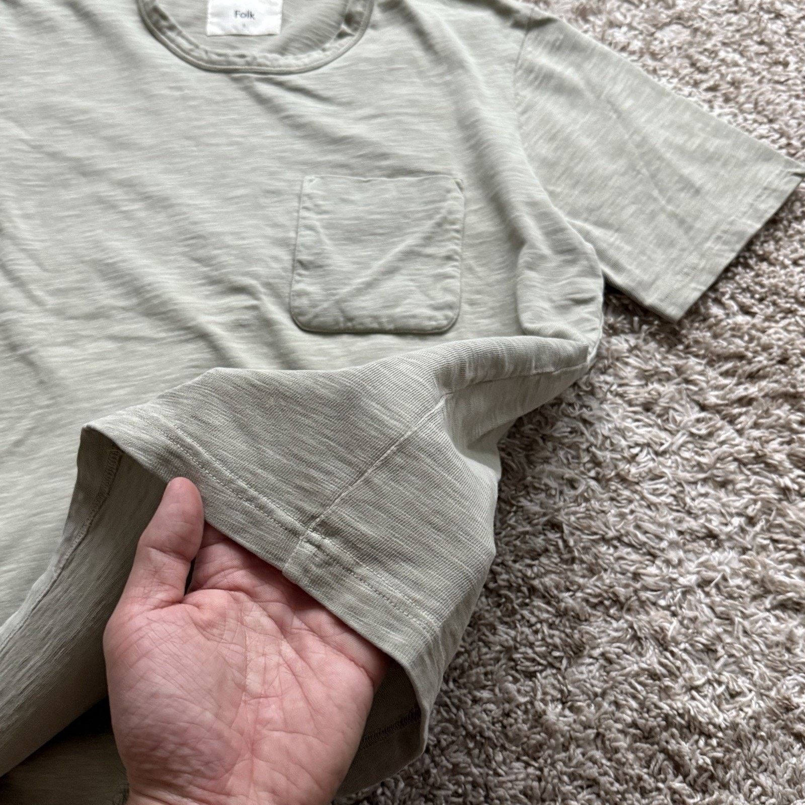 Folk Folk Clothing Heavyweight Sage Green Front Pocket T-Shirt Size US M / EU 48-50 / 2 - 5 Thumbnail