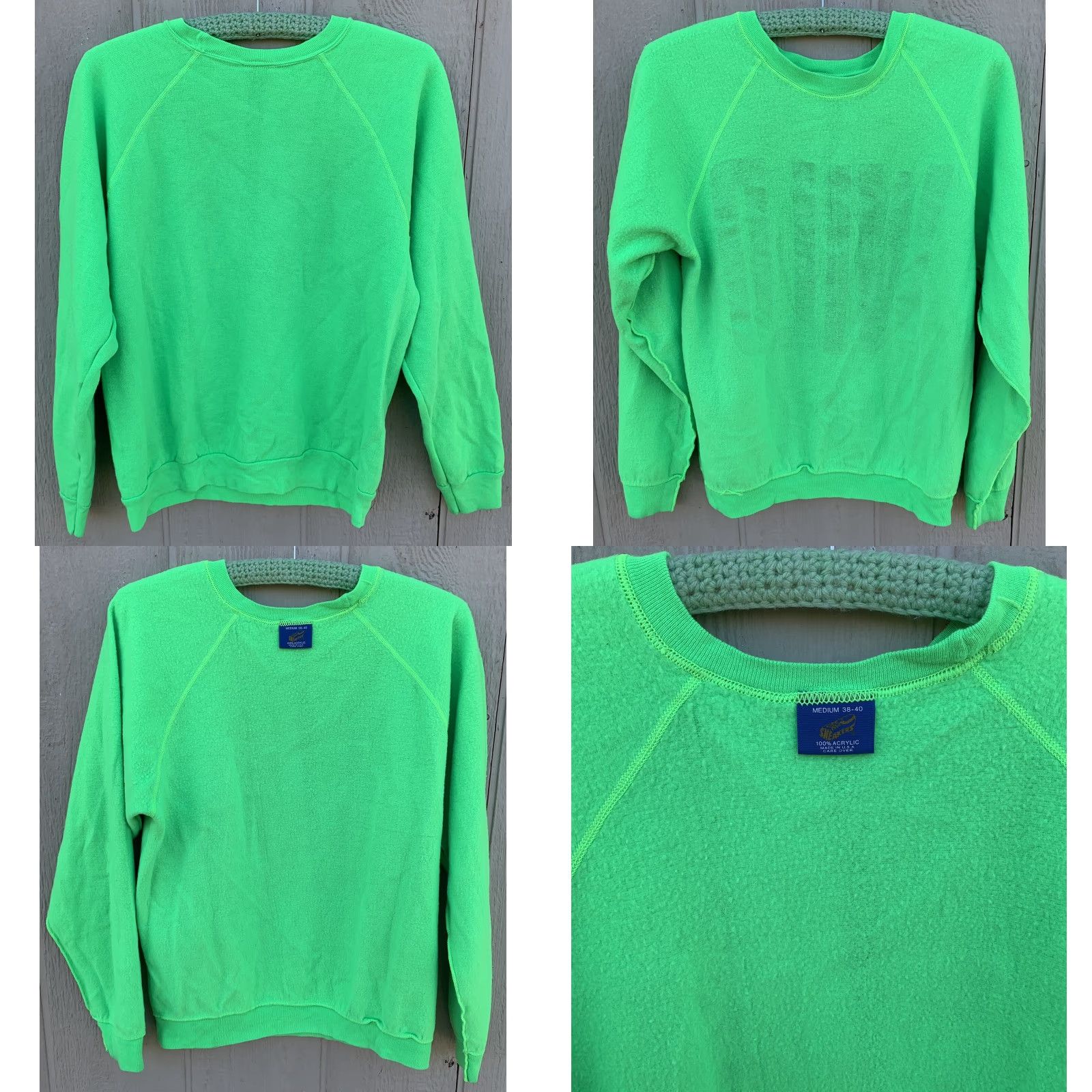 Vintage VINTAGE Sneakers Sweatshirt Raglan 80s 1980s Green Graphic Print Men M Cold Weather Pullover Shirt/Sweatshirt Size US M / EU 48-50 / 2 - 9 Thumbnail