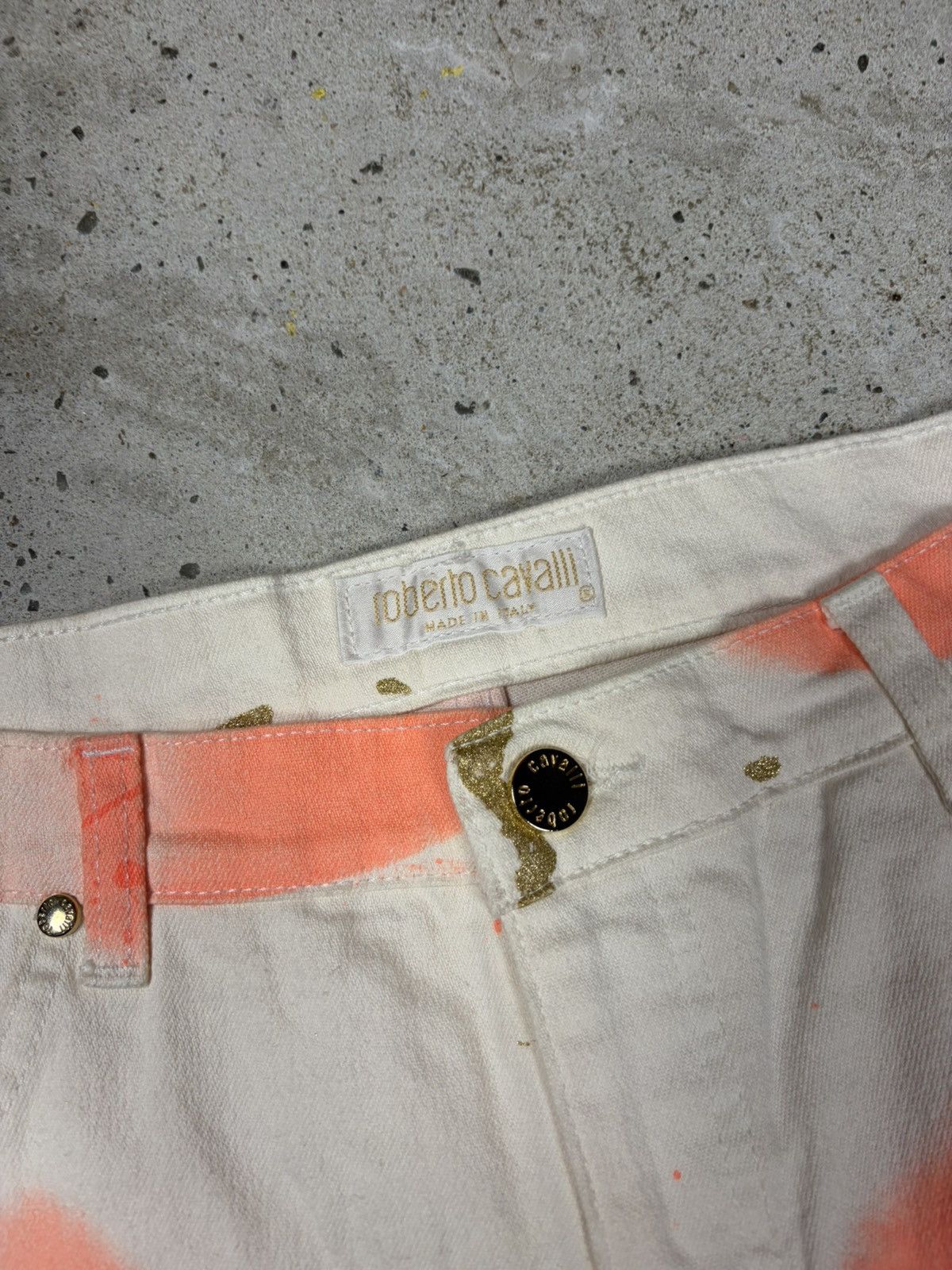 Roberto Cavalli SS 2001 Roberto Cavalli Gold Splash Painter Bootcut Pants Size 32" / US 10 / IT 46 - 10 Thumbnail