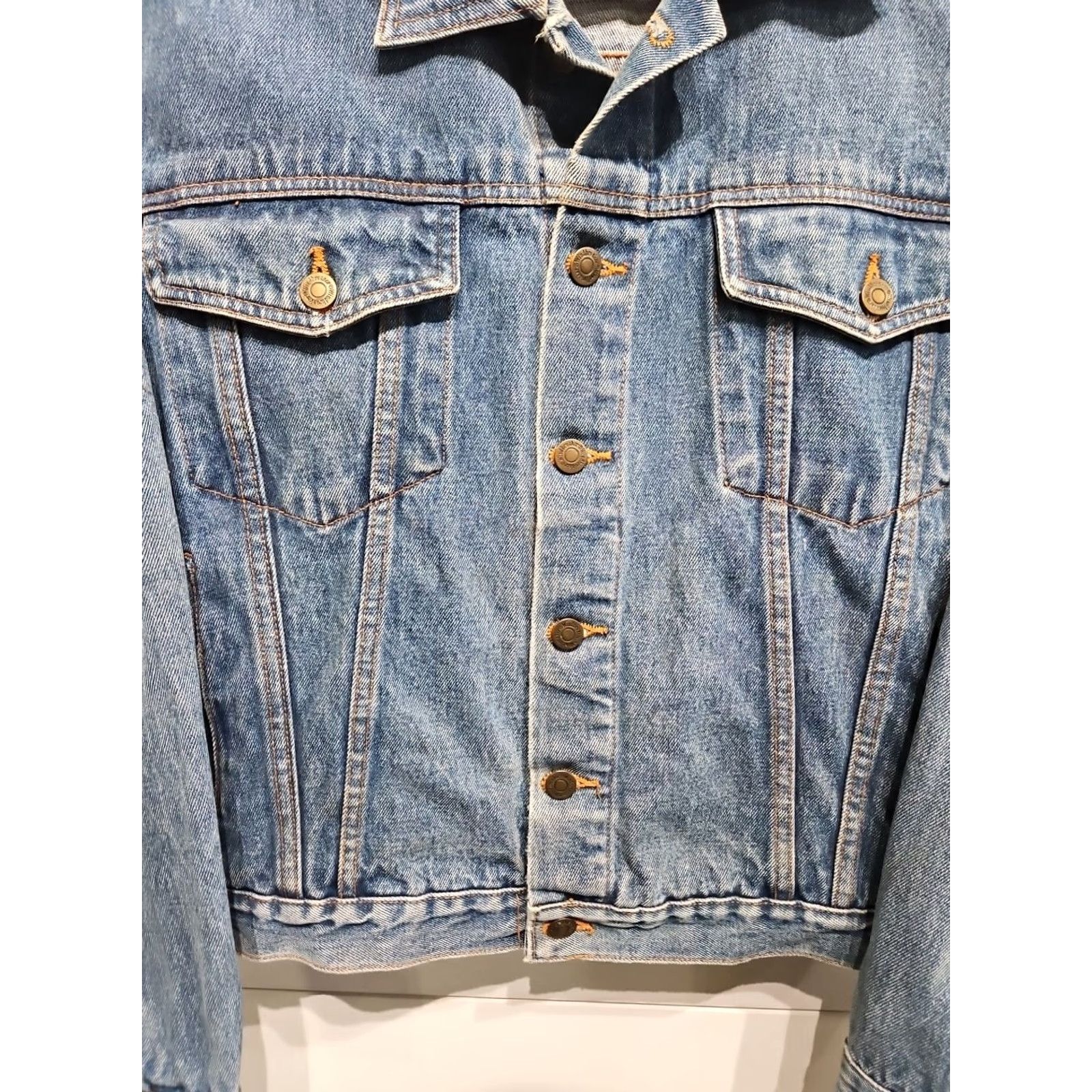 Denime VINTAGE Windbreaker Denim Western Rancher Cowboy Bomber Jacket Coat Mens Large Denim Jacket Blue Windbreaker Mens L Cowboy Western Style Varsity? Size US 33 - 4 Thumbnail