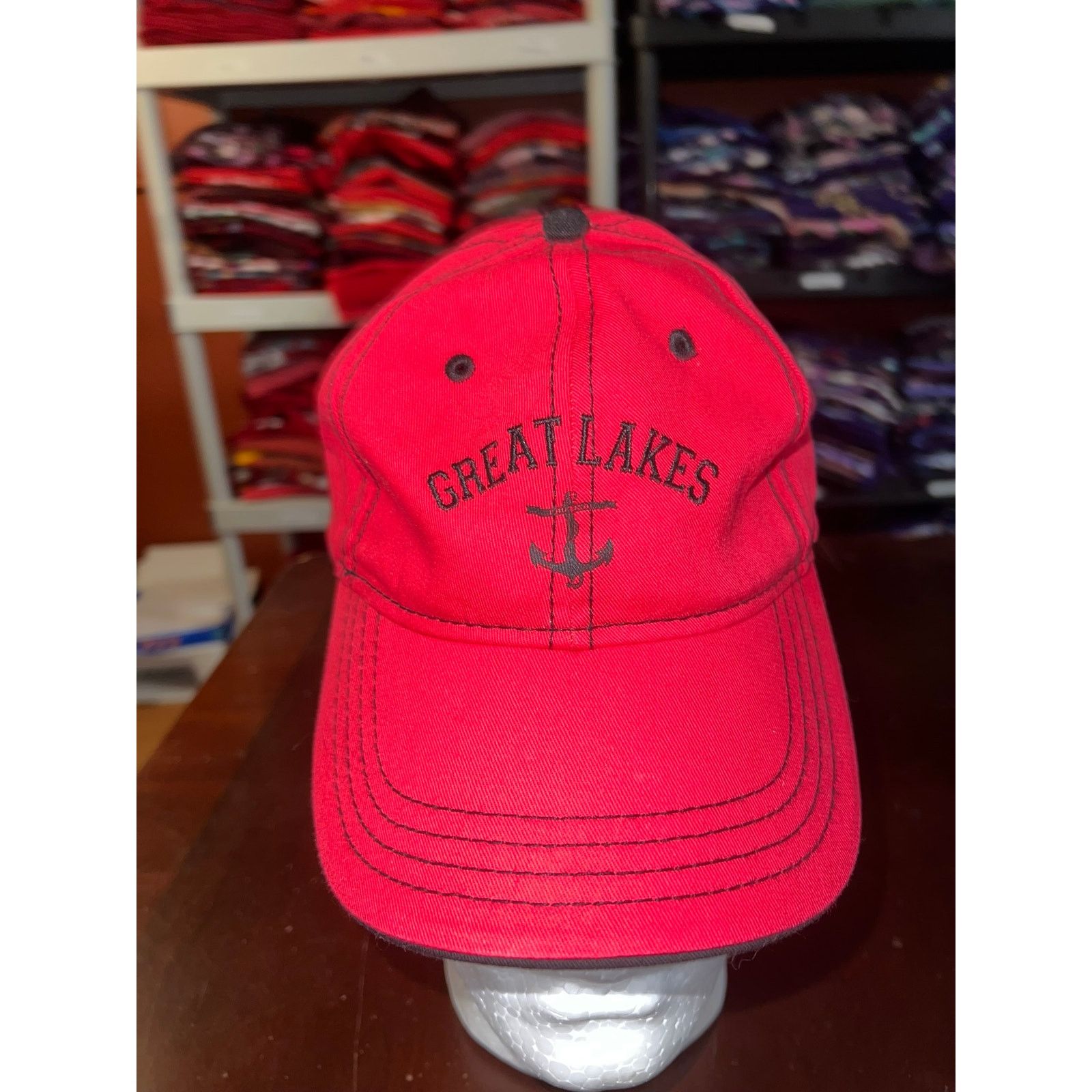 Vintage Great Lakes Hat Momentum Outfitters Red Graphic Cap Headwear Size ONE SIZE - 2 Thumbnail