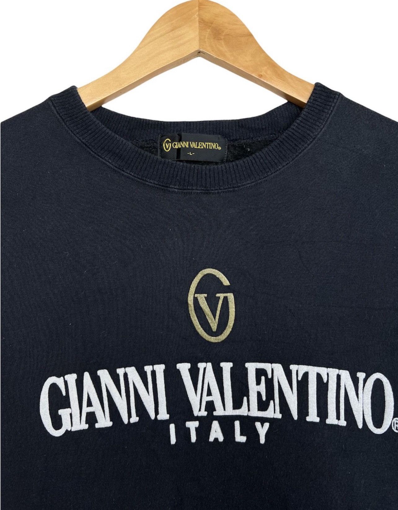 Vintage Gianni Valentino Spellout Logo Black Sweatshirt
