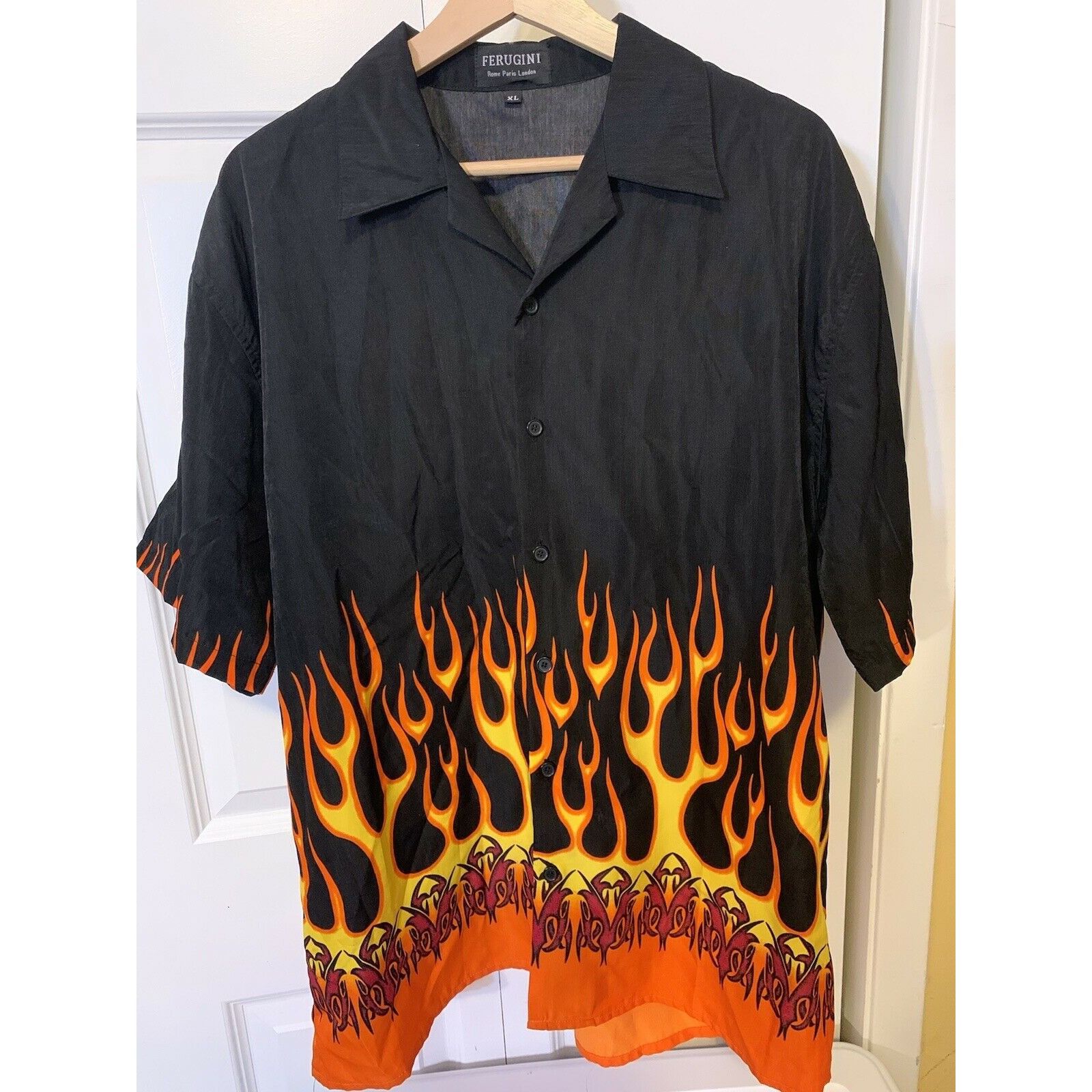 Other FERUGINI Rome Paris London Fire Flames Men’s Sz XL Button Sh Size US XL / EU 56 / 4 - 5 Thumbnail