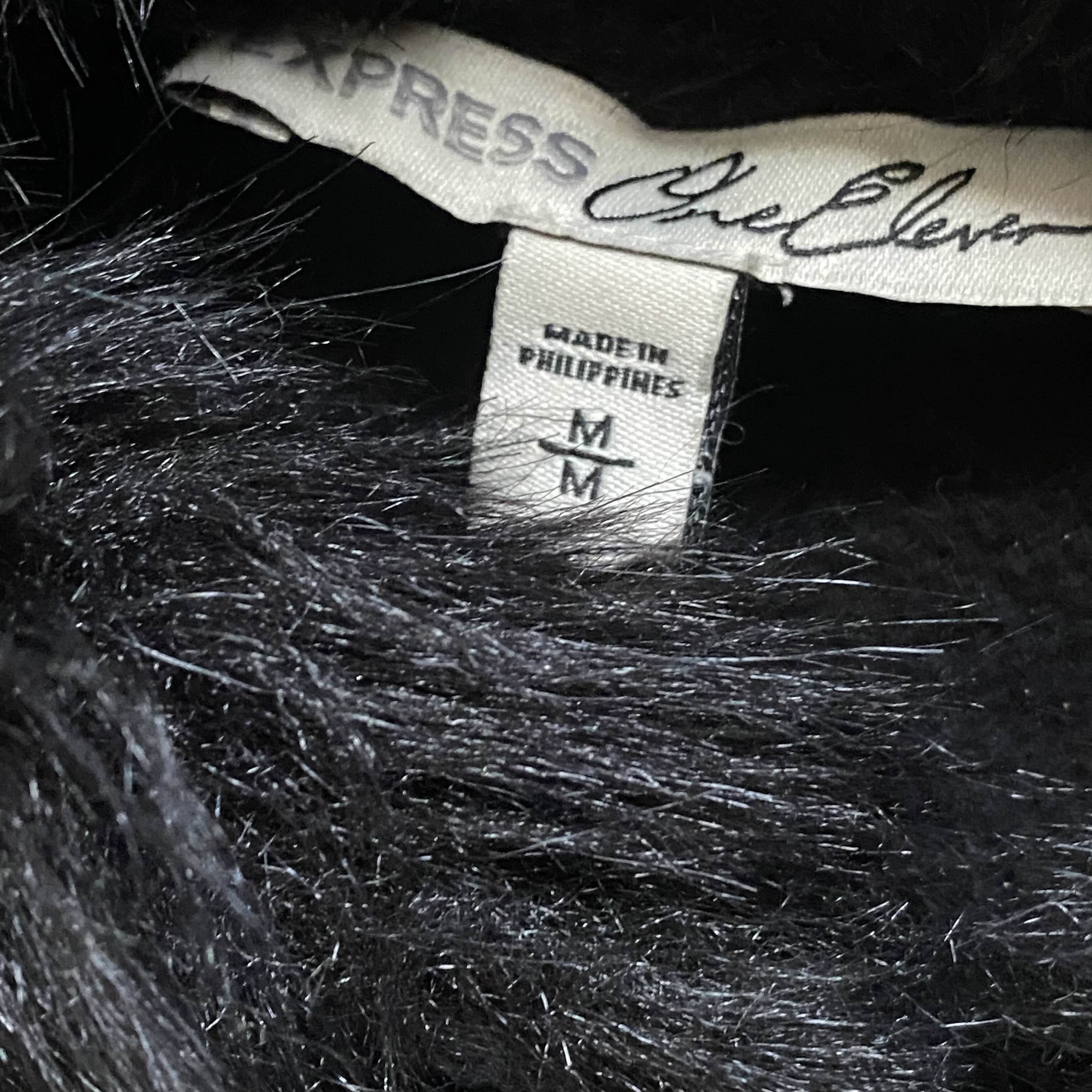 Express One eleven - All black adorable cozy fur hoodie