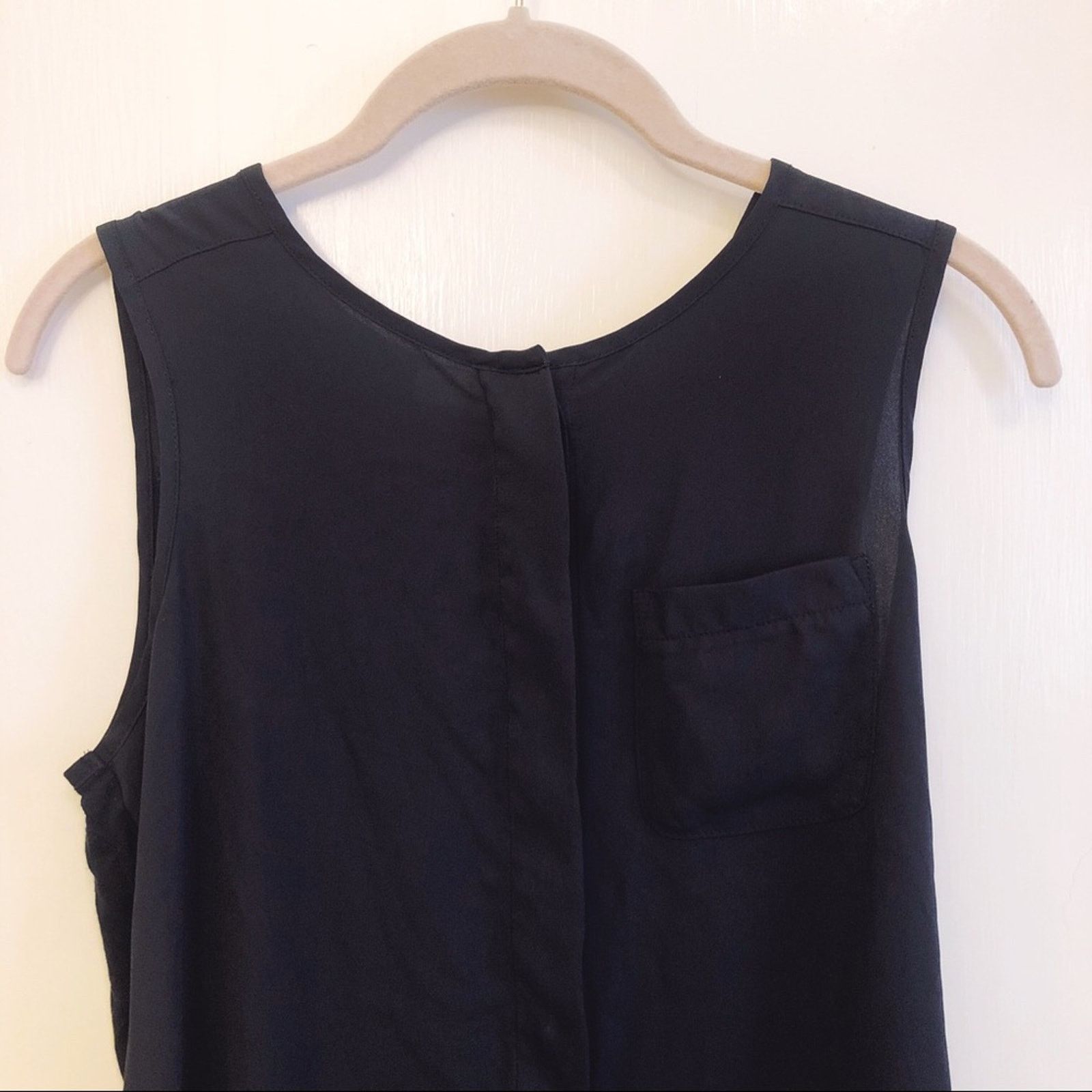 Loft LOFT Navy Mixed Media Sleeveless Top Size S / US 4 / IT 40 - 2 Thumbnail