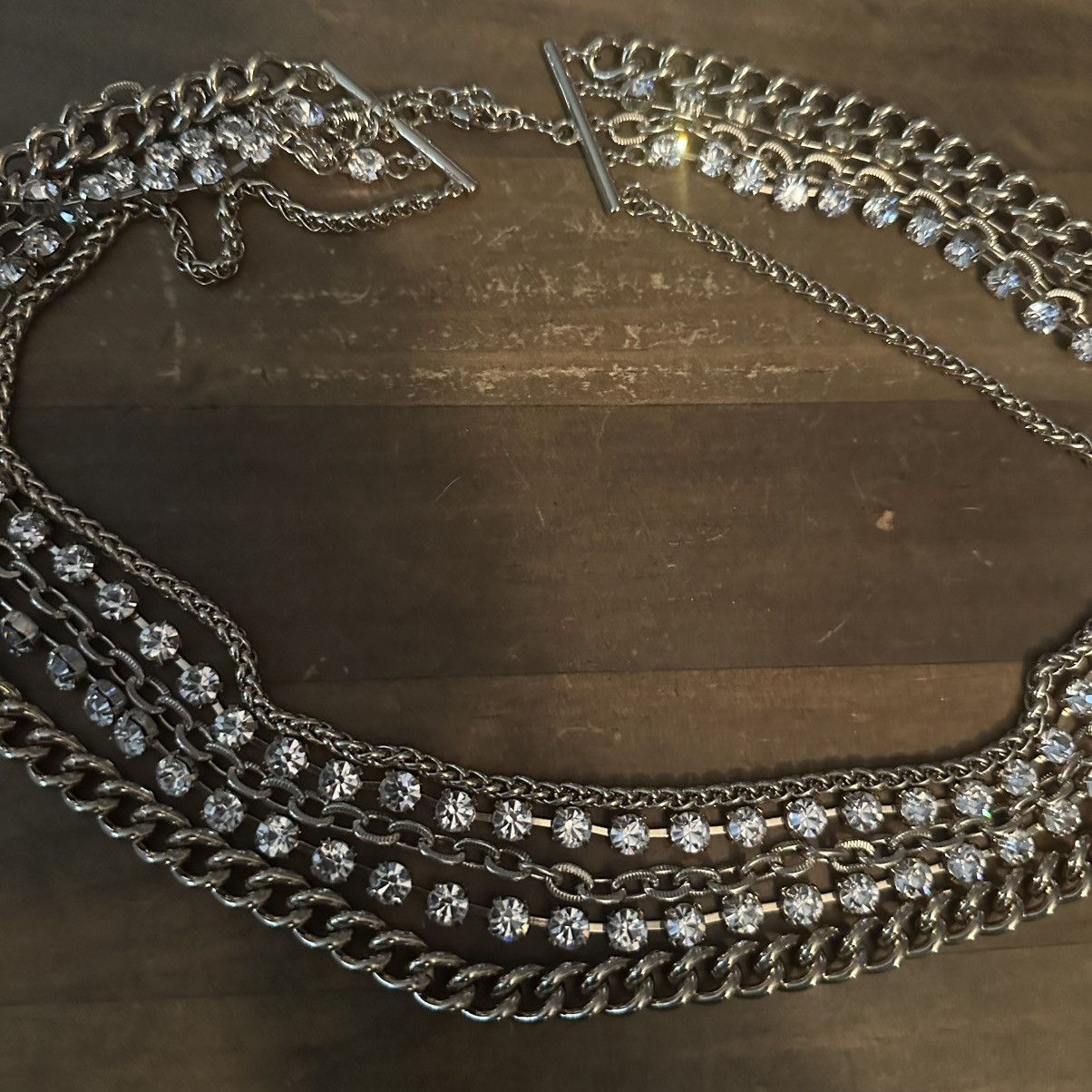 Other Gold tone chunky multi layered rhinestone & chains necklace Size ONE SIZE - 2 Thumbnail