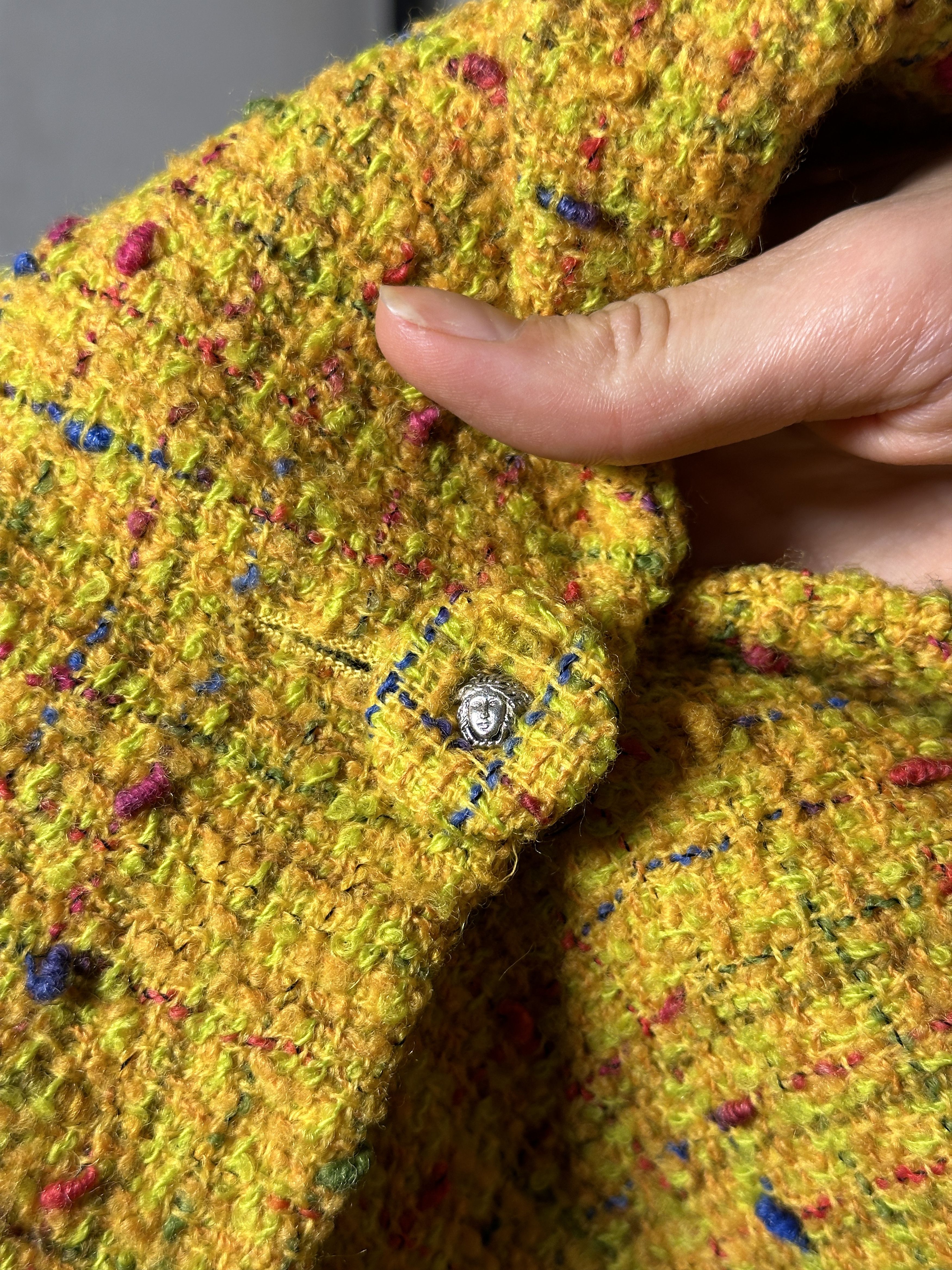 Versace VERSACE Jeans Couture Yellow Tweed Medusa Button Jacket Size S / US 4 / IT 40 - 7 Thumbnail