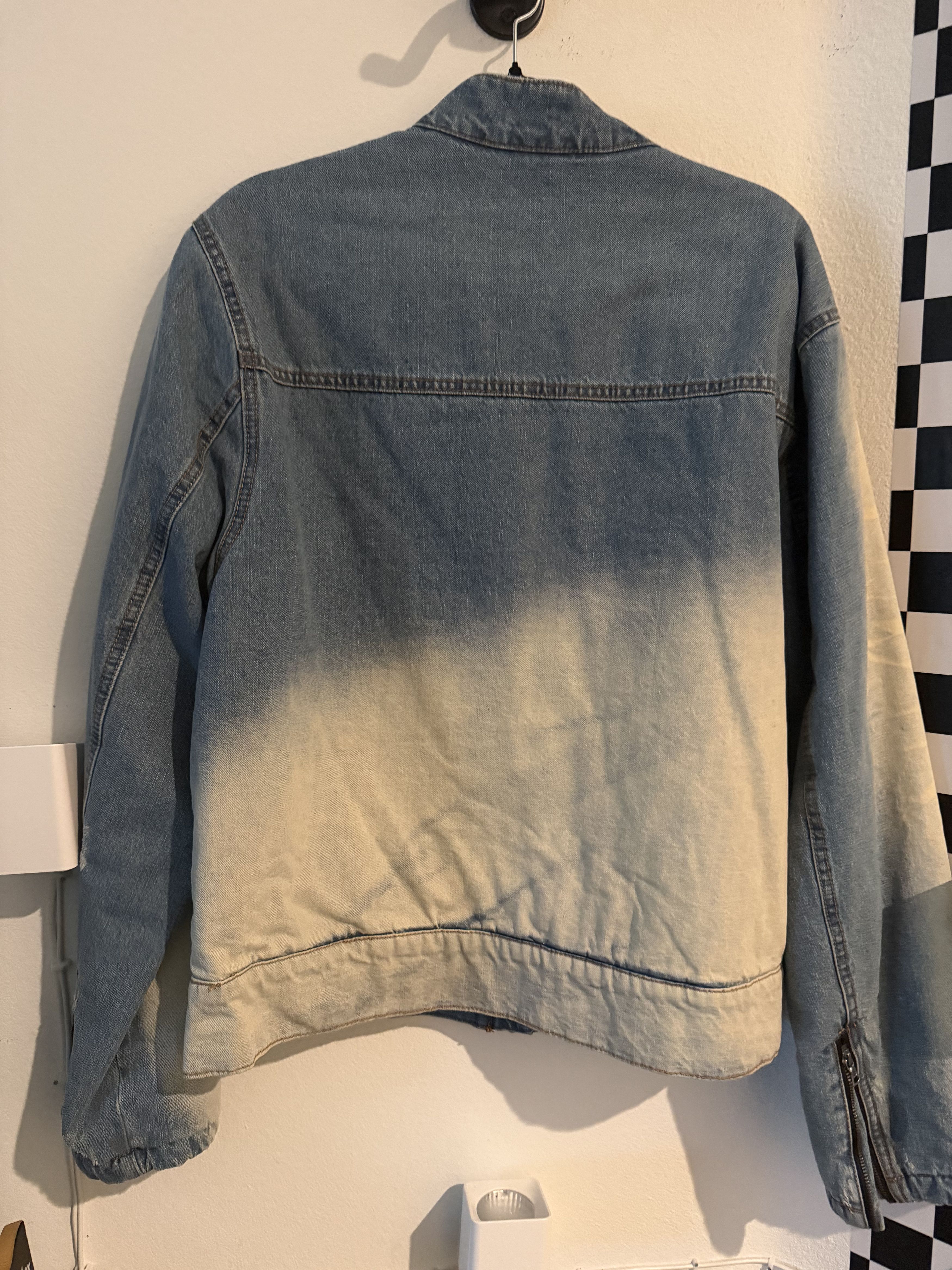 Fashion Nova Denim Moto Jacket Blue Wash Size US L / EU 52-54 / 3 - 3 Thumbnail