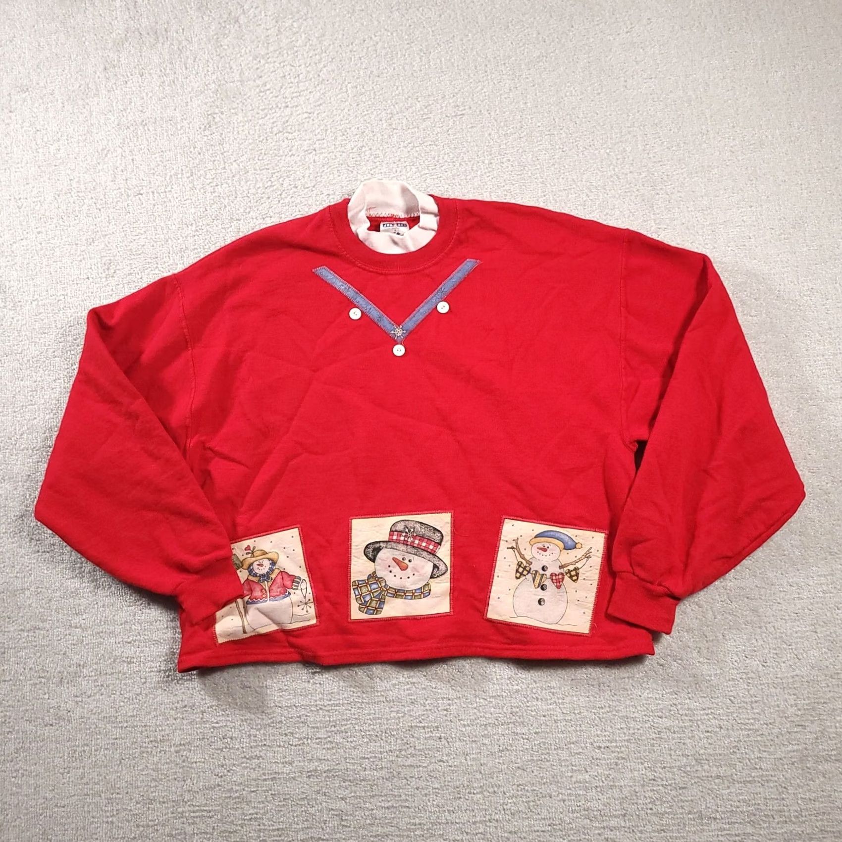 Jerzees VINTAGE JERZEES Snowman Crew Neck Sweatshirt Size L Winter Red Womens Size L / US 10 / IT 46 - 2 Thumbnail