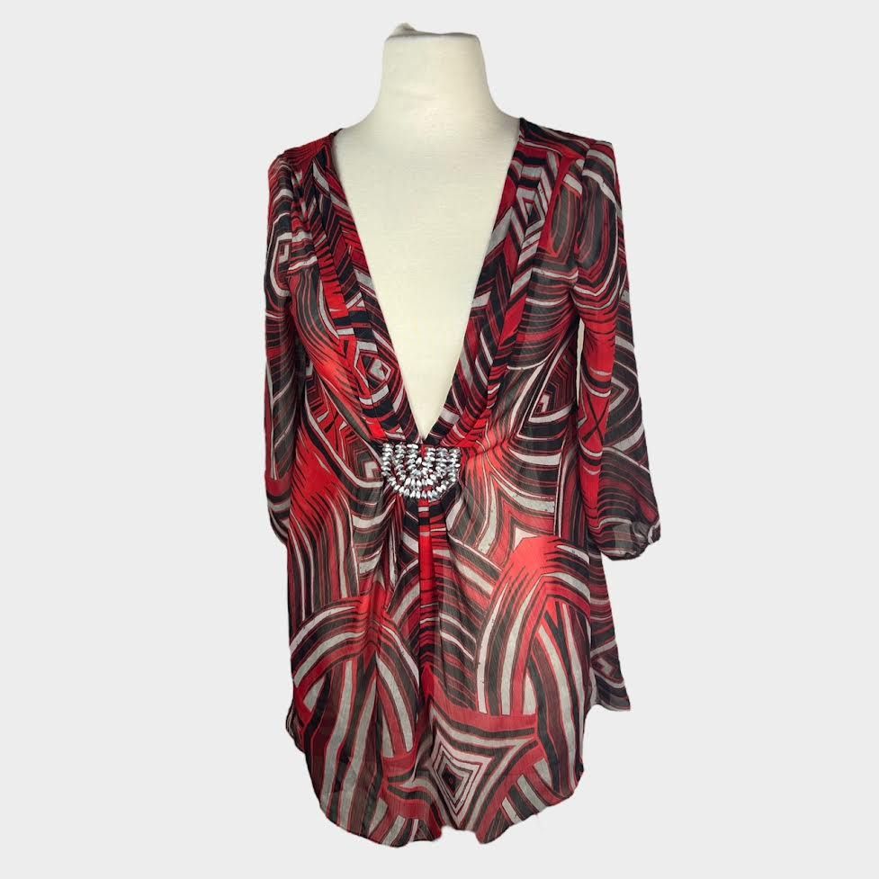 Express Express | Y2K Vintage Sheer Long Sleeve Tunic Top | Small Size S / US 4 / IT 40 - 1 Thumbnail