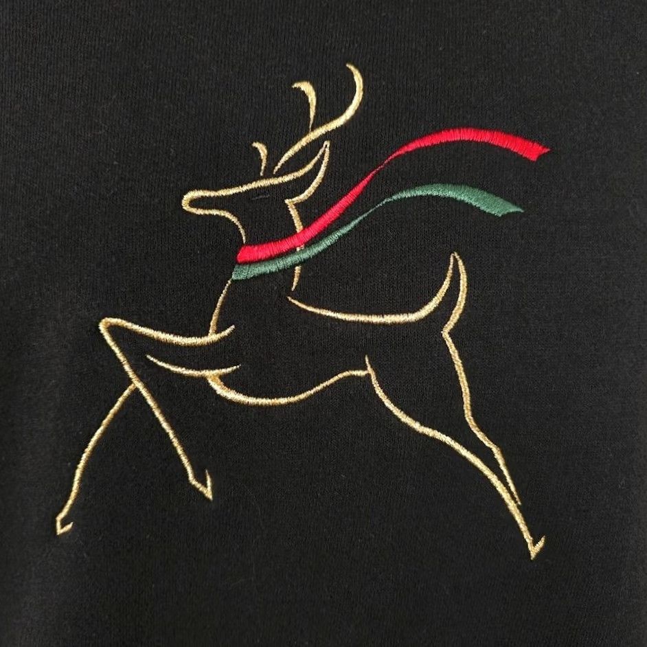 Vintage VINTAGE Oarsman Reindeer Christmas Sweatshirt Mens M Black 90s Crew Neck Pullover Sweatshirt Holiday 90s Christmas Made In USA Mens Size US M / EU 48-50 / 2 - 3 Thumbnail