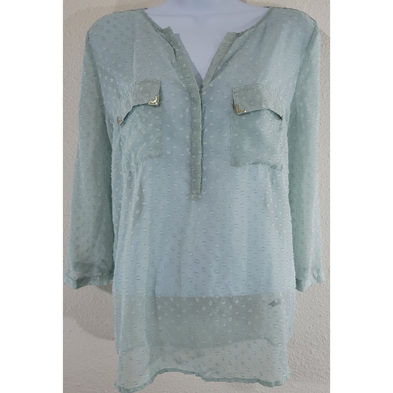 Other The Limited Green Sheer Top M Dual Front Pockets Size M / US 6-8 / IT 42-44 - 1 Thumbnail