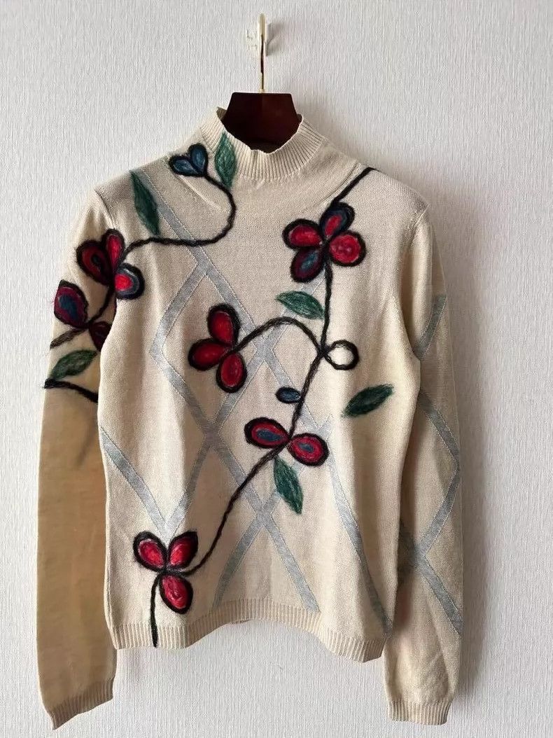 Kenzo KENZO Floral embroidered sweater Size L / US 10 / IT 46 - 1 Thumbnail