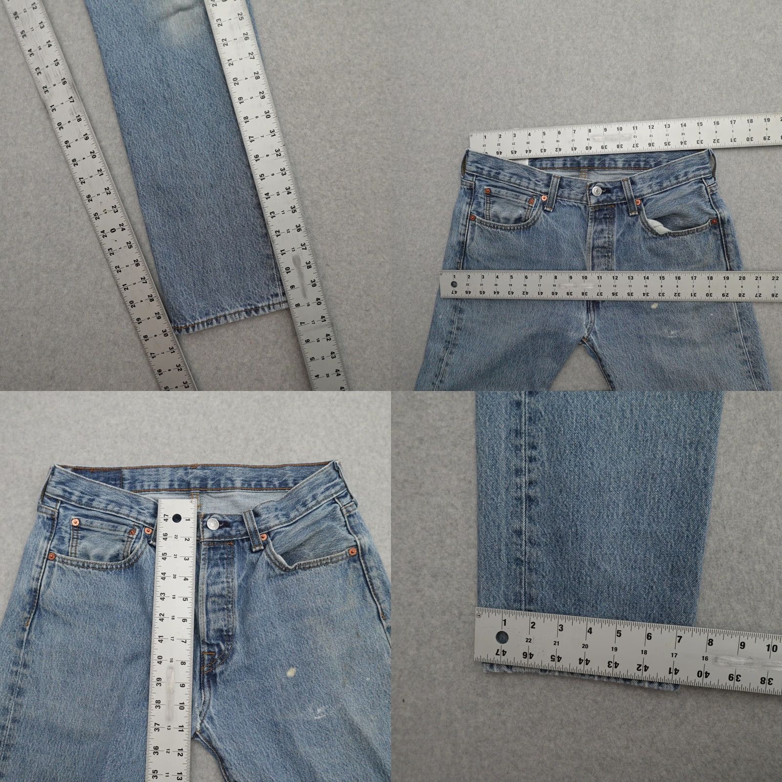 Levi's Levi's 501 Jeans Mens 31 (31X30) Distressed Button Fly Regular Fit Blue Jeans Mens Size US 31 - 8 Thumbnail