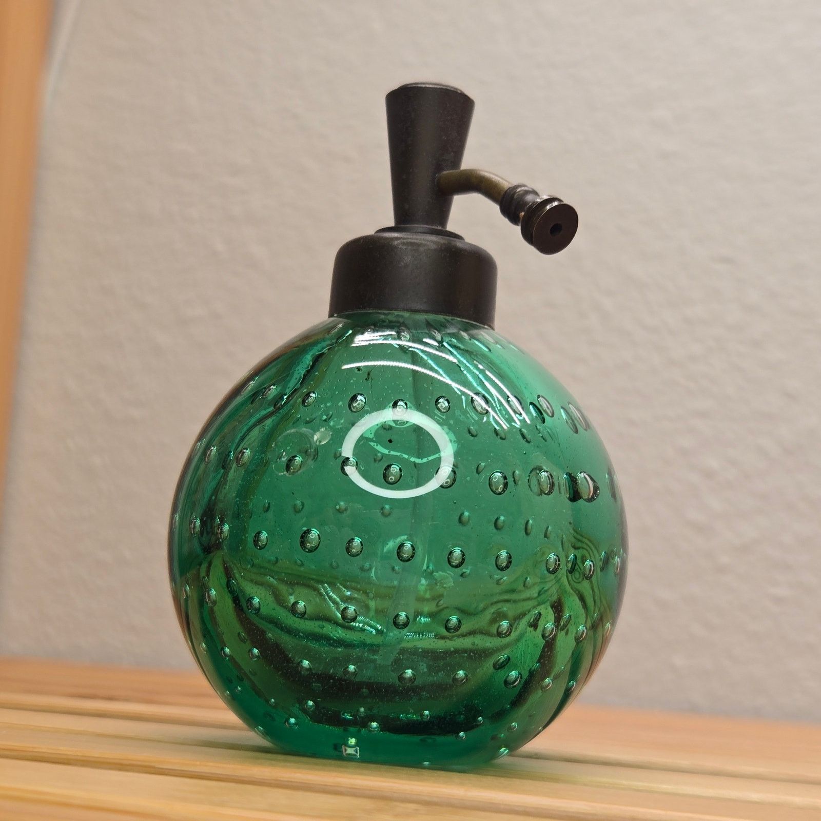 Murano Art Deco Emerald Bubble Glass Perfume Atomizer Hand Blown Size ONE SIZE - 8 Thumbnail
