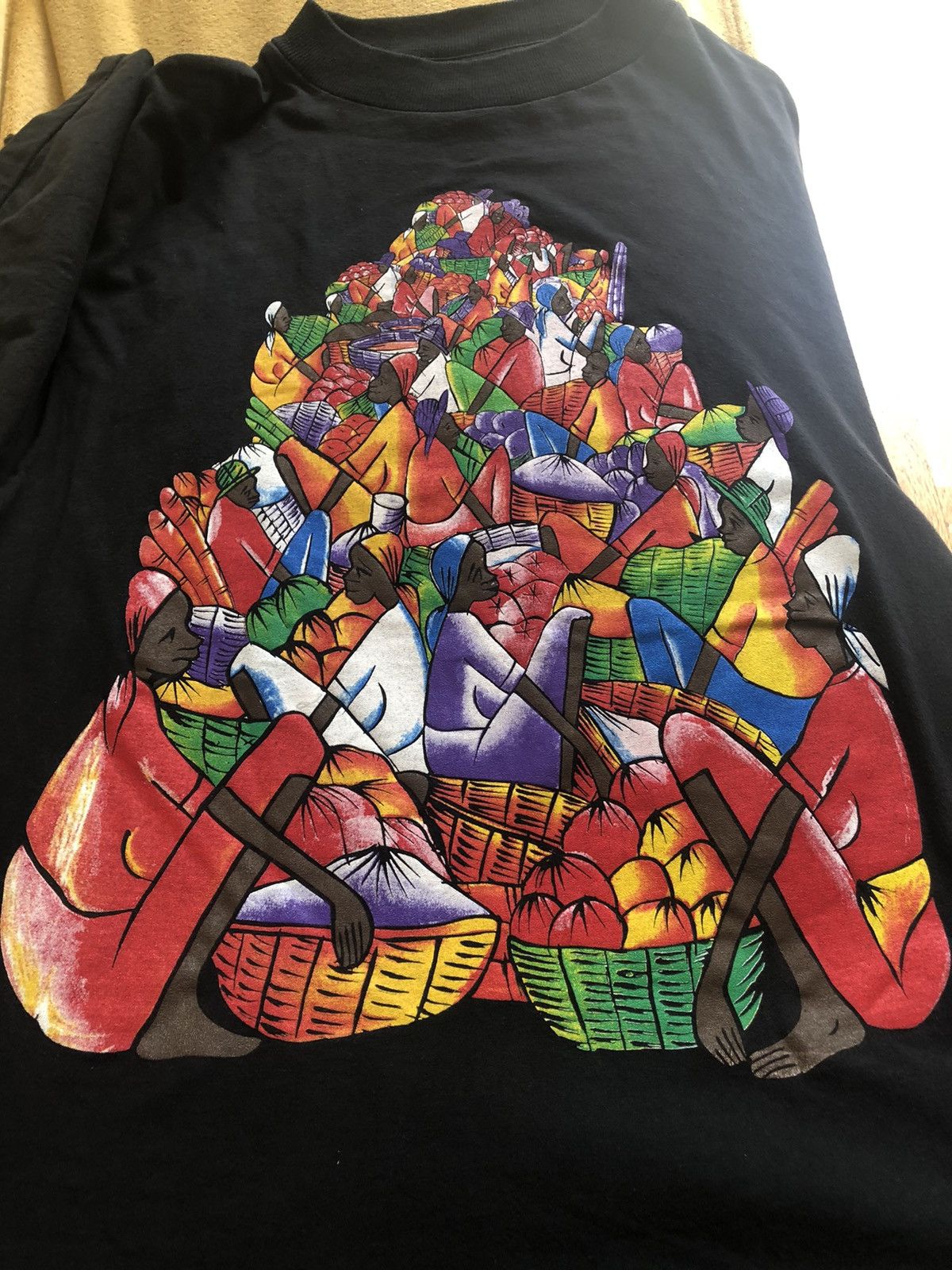 Other × Vintage RARE AFRICAN MARKET PRINT DESIGN TEE SHIRT Size US L / EU 52-54 / 3 - 2 Thumbnail