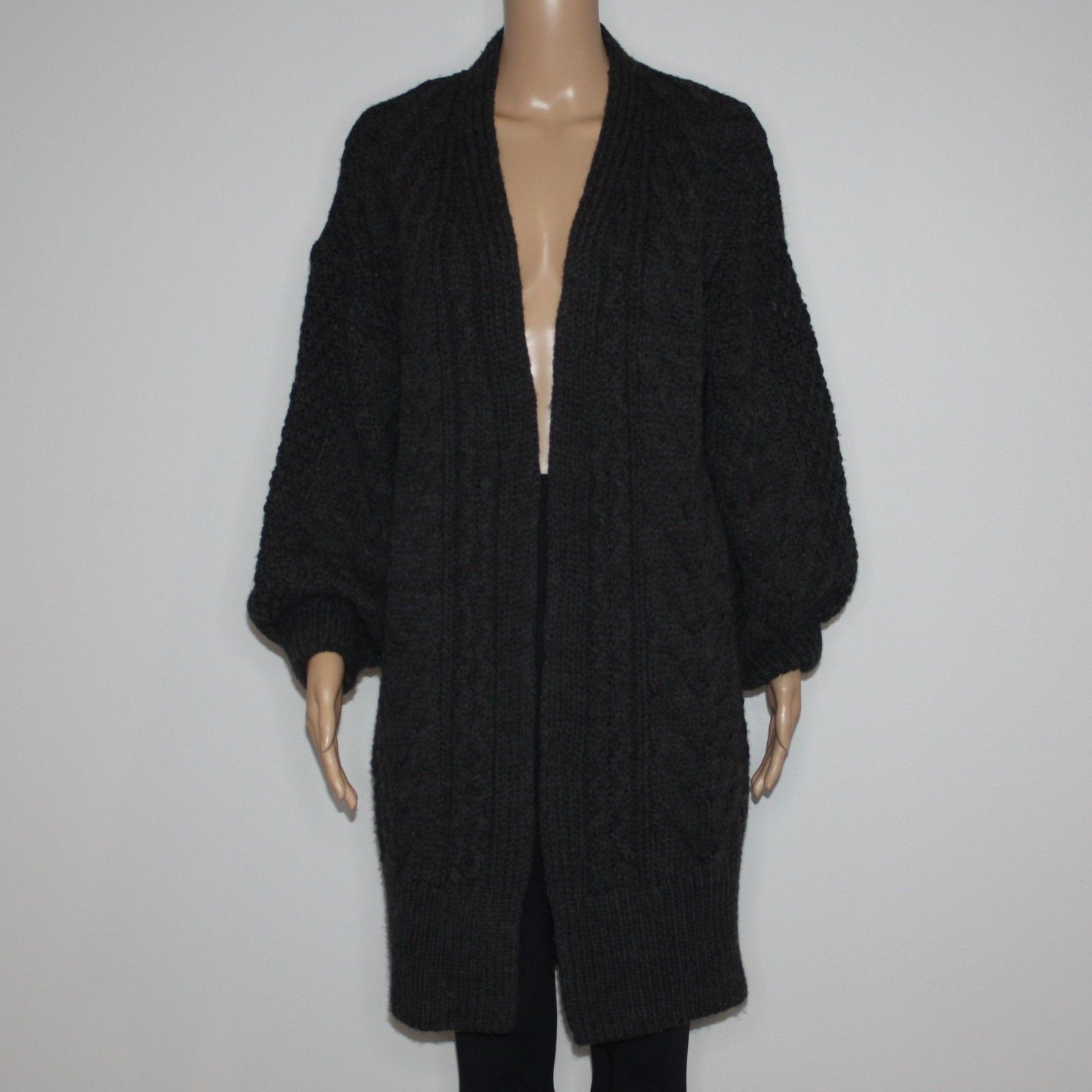 Topshop Long Open Front Cardigan Sweater in Charcoal size XS US 2-4 Size XS / US 0-2 / IT 36-38 - 10 Thumbnail