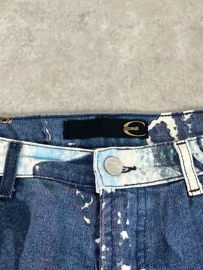 Just Cavalli 2000s Cavalli White Flowers Punk Navy Pants Size US 30 / EU 46 - 11 Thumbnail